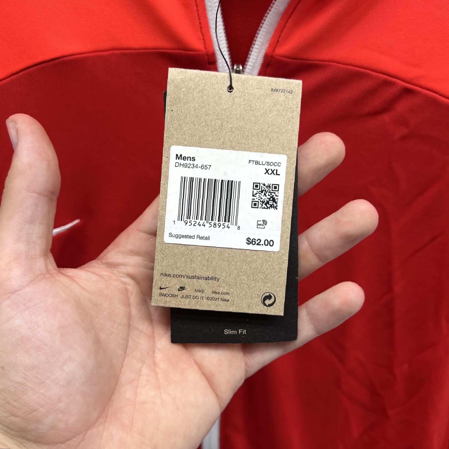 Nike Nike Track Jacket Mens 2XL Red Dri-FIT Slim Soccer Training Full Zip DH9234-657 Size US XXL / EU 58 / 5 - 3 Thumbnail