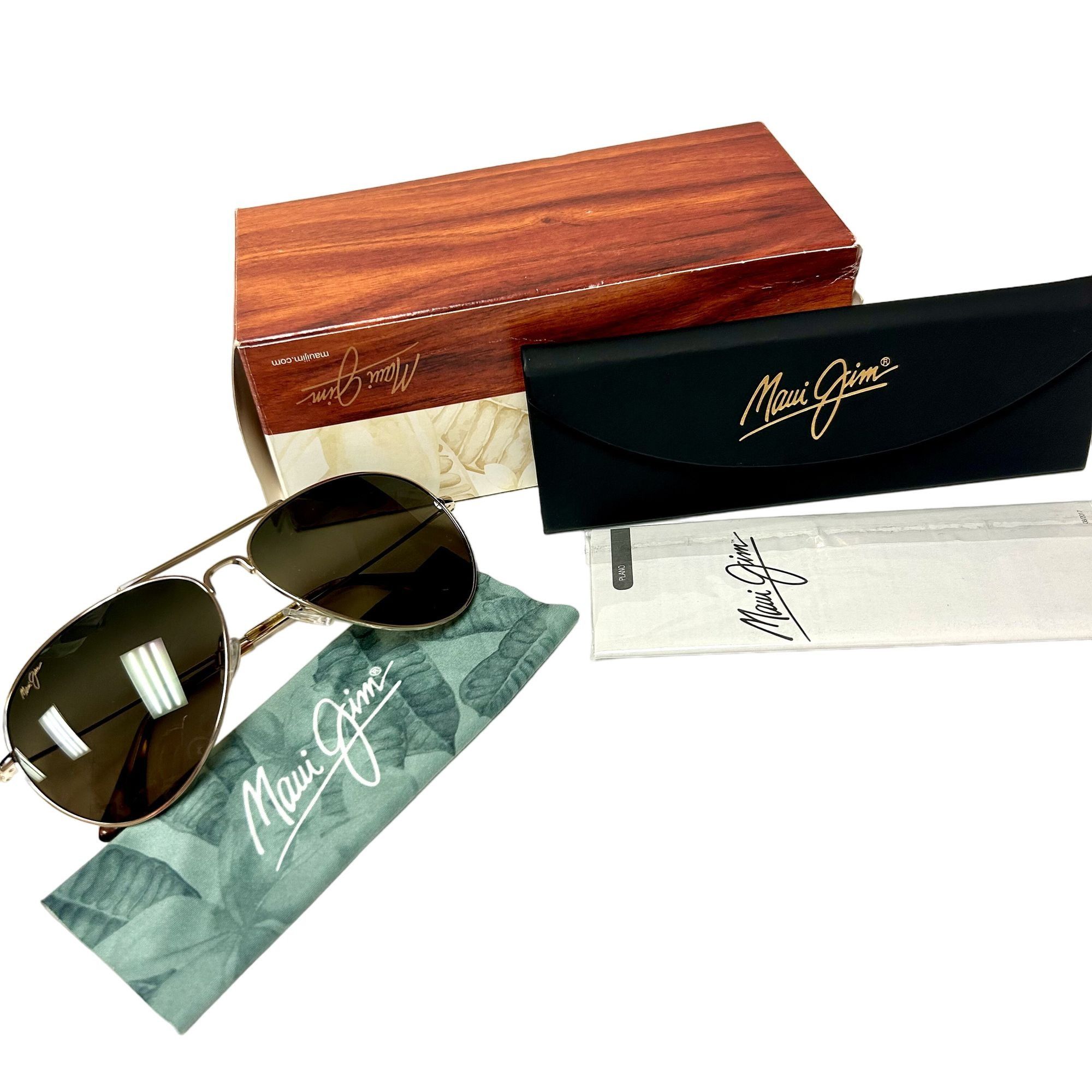 Maui Jim New HS264-16 Sunglasses MAVERICKS Gold Polarized Aviators Size ONE SIZE - 16 Thumbnail