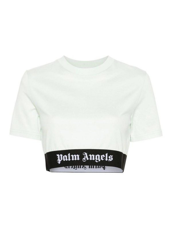 Palm Angels o1y1225 Crop Top in White/Black Size S / US 4 / IT 40 - 1 Thumbnail