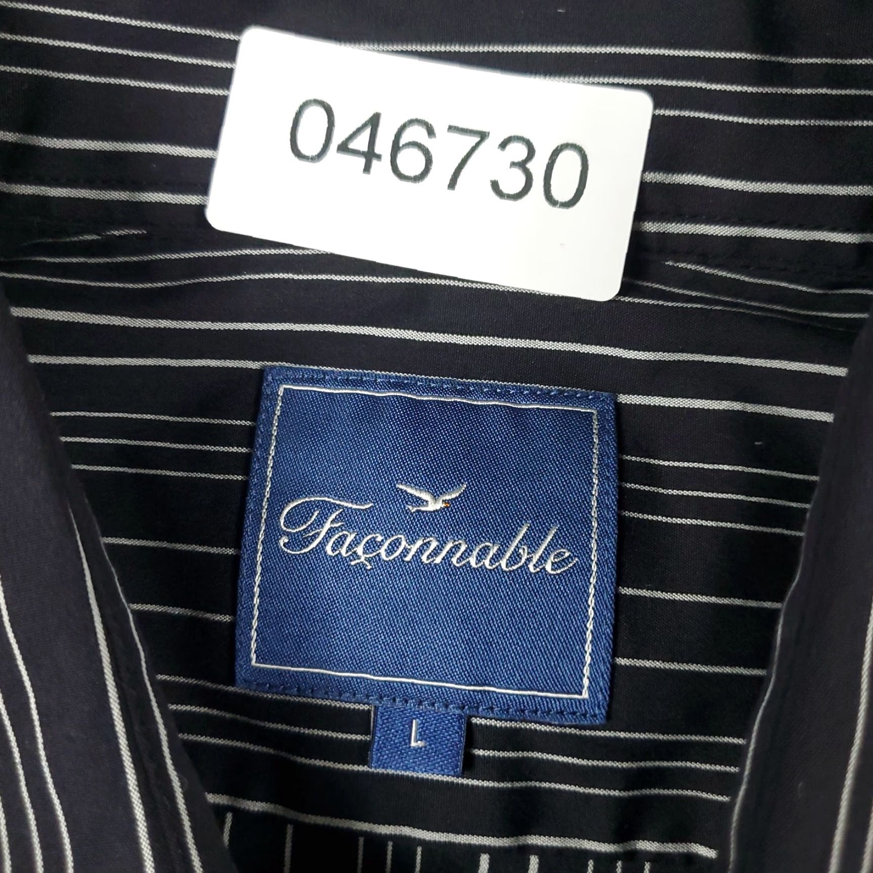 Faconnable Façonnable Casual Shirt Mens Large Black Striped Button-Up Long Sleeve Size US L / EU 52-54 / 3 - 6 Thumbnail