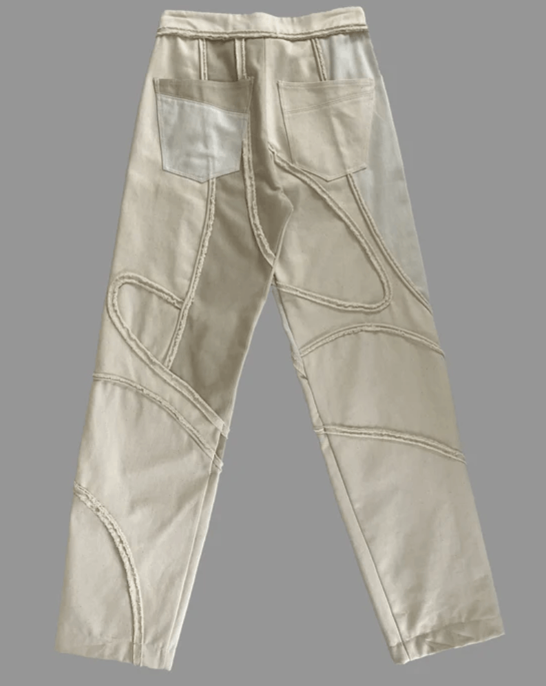 Mainline:RUS/Fr.CA/DE SS23 EREN beige two-toned distressed piping denim trousers. Size US 30 / EU 46 - 3 Thumbnail