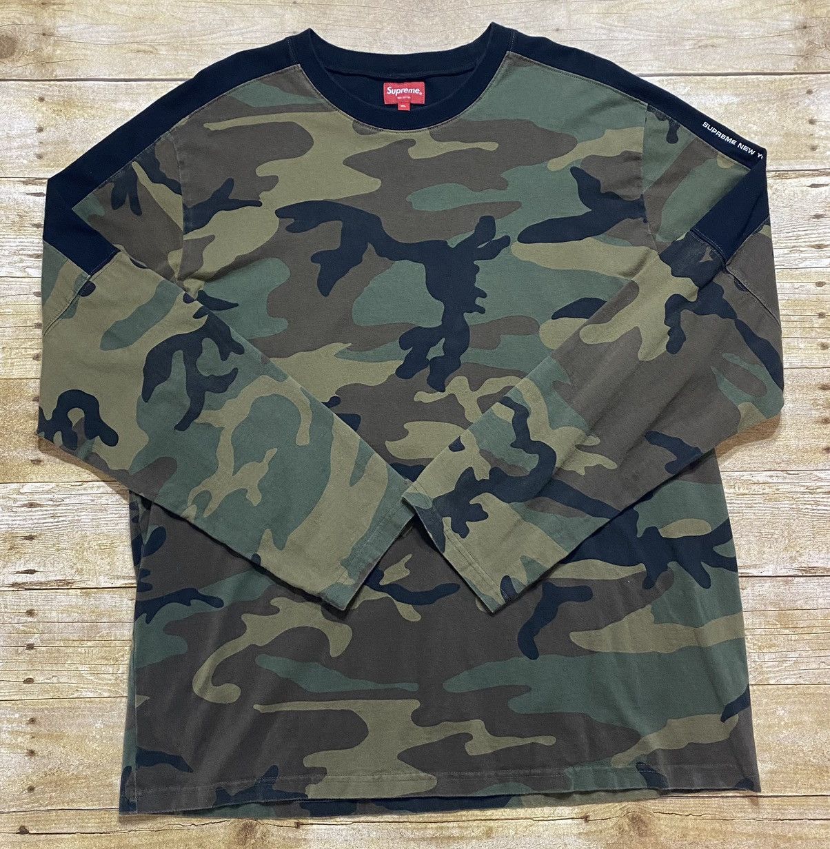 image of Supreme Paneled L/s Top in Woodland Camo, Men's (Size XL)