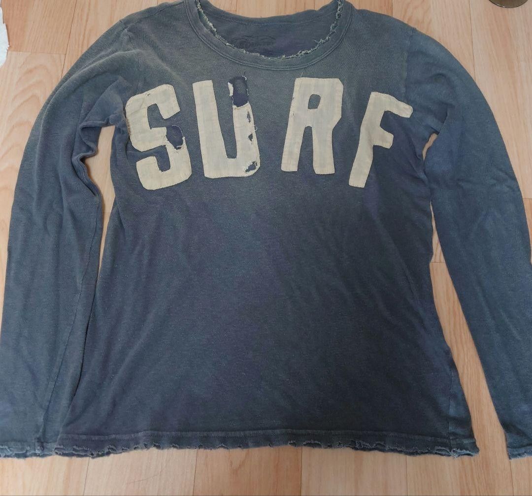 image of Kapital x Kapital Kountry Distressed "surf" Long Sleeve Tee in Black, Men's (Size XS)