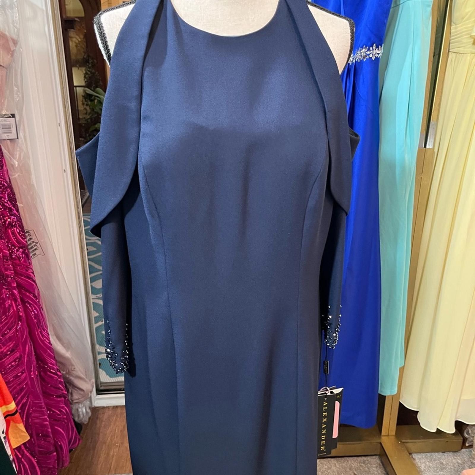 Other Elegant Long Sleeve Navy Dress Size XL / US 12-14 / IT 48-50 - 3 Thumbnail