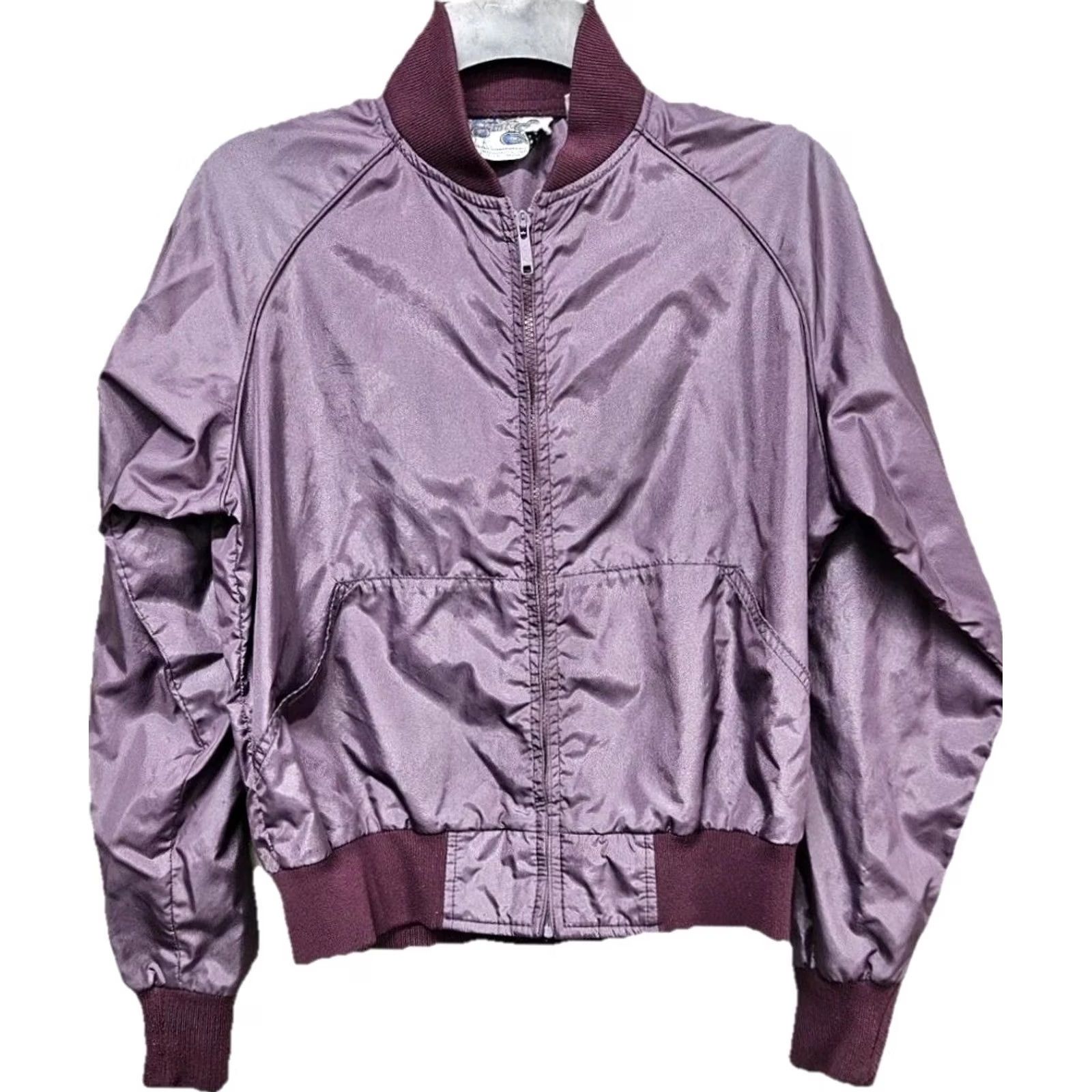 Etro VINTAGE Emrik Nylon Bomber Jacket Iridescent Purple Womens S Cropped Satin Retro 80s Mens Womens Girls Boys Size S / US 4 / IT 40 - 2 Thumbnail