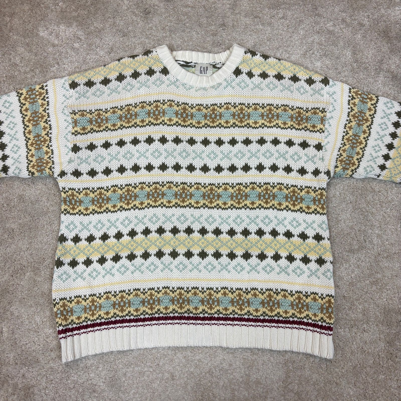 Gap × Vintage Vintage Gap Fair Isle Chunky Knit Fisherman Sweater Men's L Size US L / EU 52-54 / 3 - 2 Thumbnail
