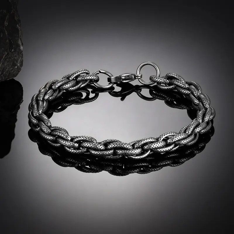 Vintage Vintage Oxidized Black Link Chain Bracelets Size ONE SIZE - 4 Thumbnail