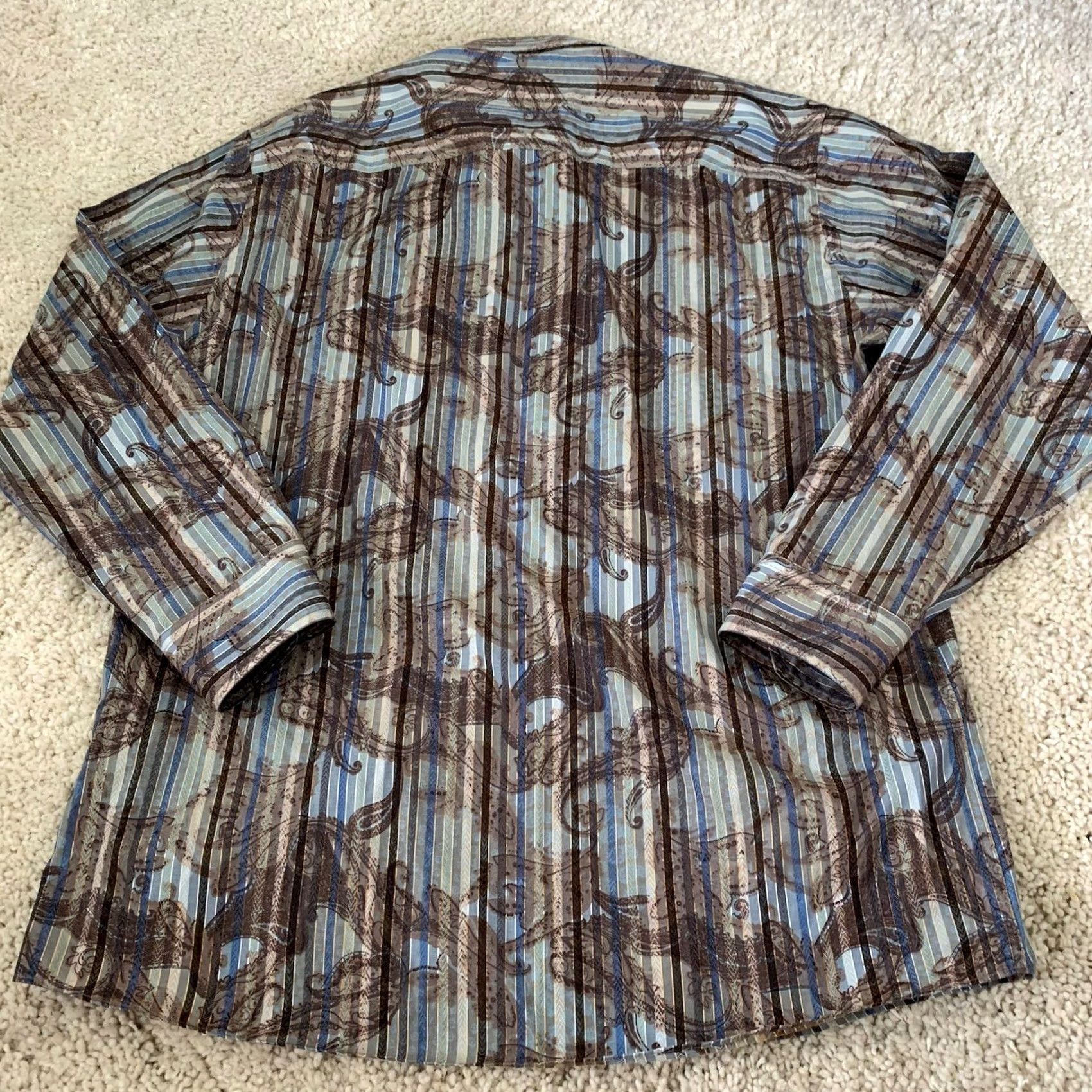 Vintage Cotton Reel Shirt Mens Large Cotton Blend Paisley Multi Stripe Button Up Casual Size US L / EU 52-54 / 3 - 5 Thumbnail