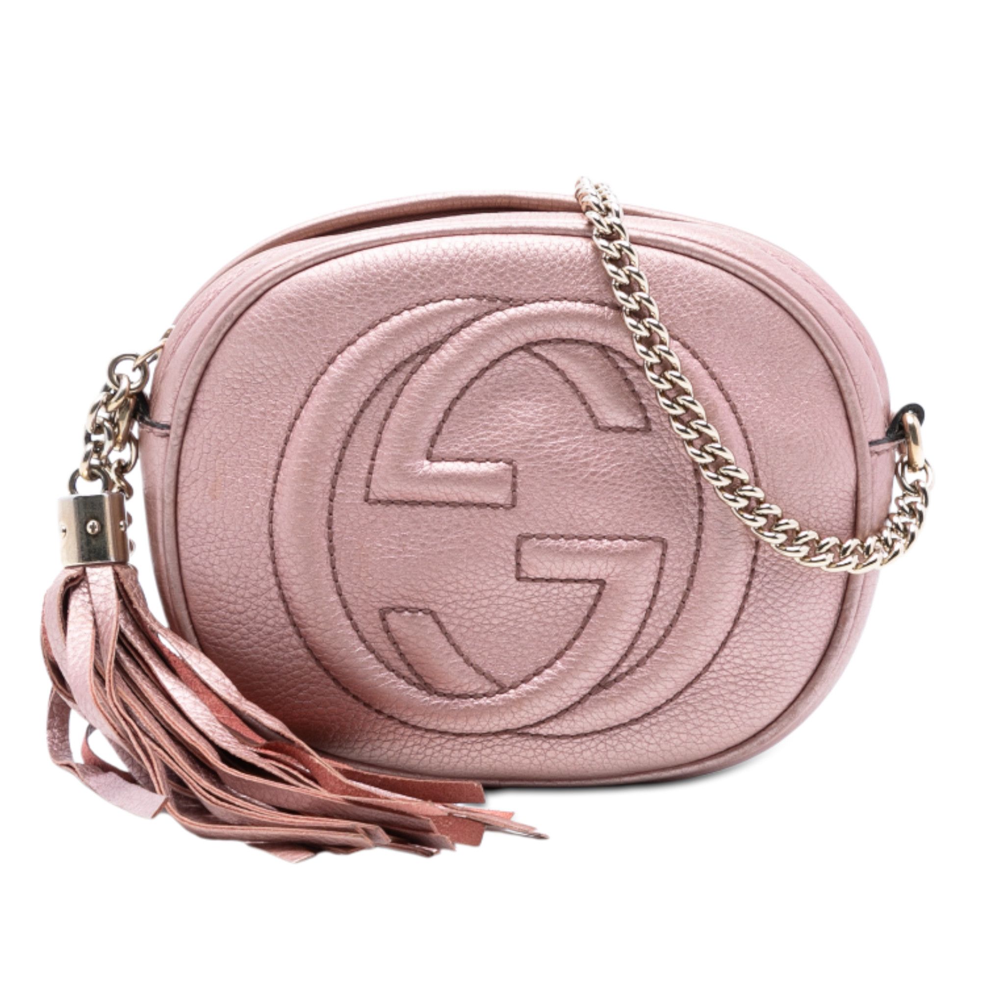 Gucci Gucci Mini Metallic Pebbled Calfskin Soho Chain Crossbody Size ONE SIZE - 1 Thumbnail