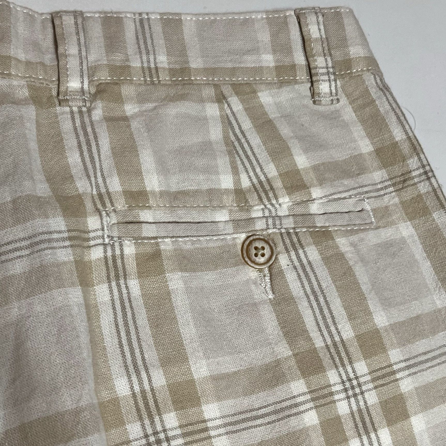 Roundtree & Yorke Roundtree & Yorke Shorts Mens 30 Plaid Linen Blend Classic Fit Flat Front Beige 9in Inseam Casual Mens Size US 30 / EU 46 - 8 Thumbnail