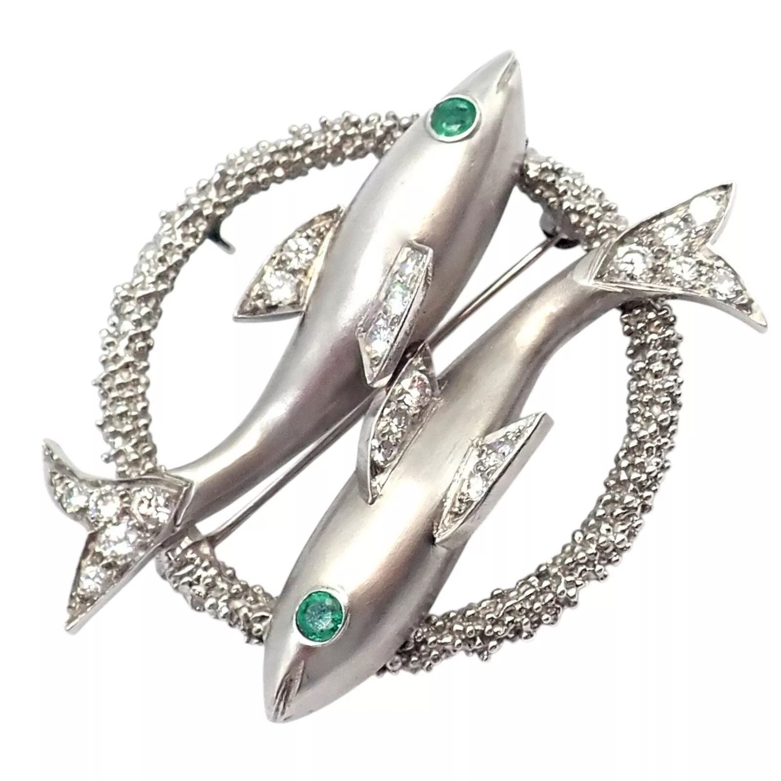 Cartier Cartier White Gold Platinum Diamond Emerald Zodiac Brooch Size ONE SIZE - 9 Thumbnail