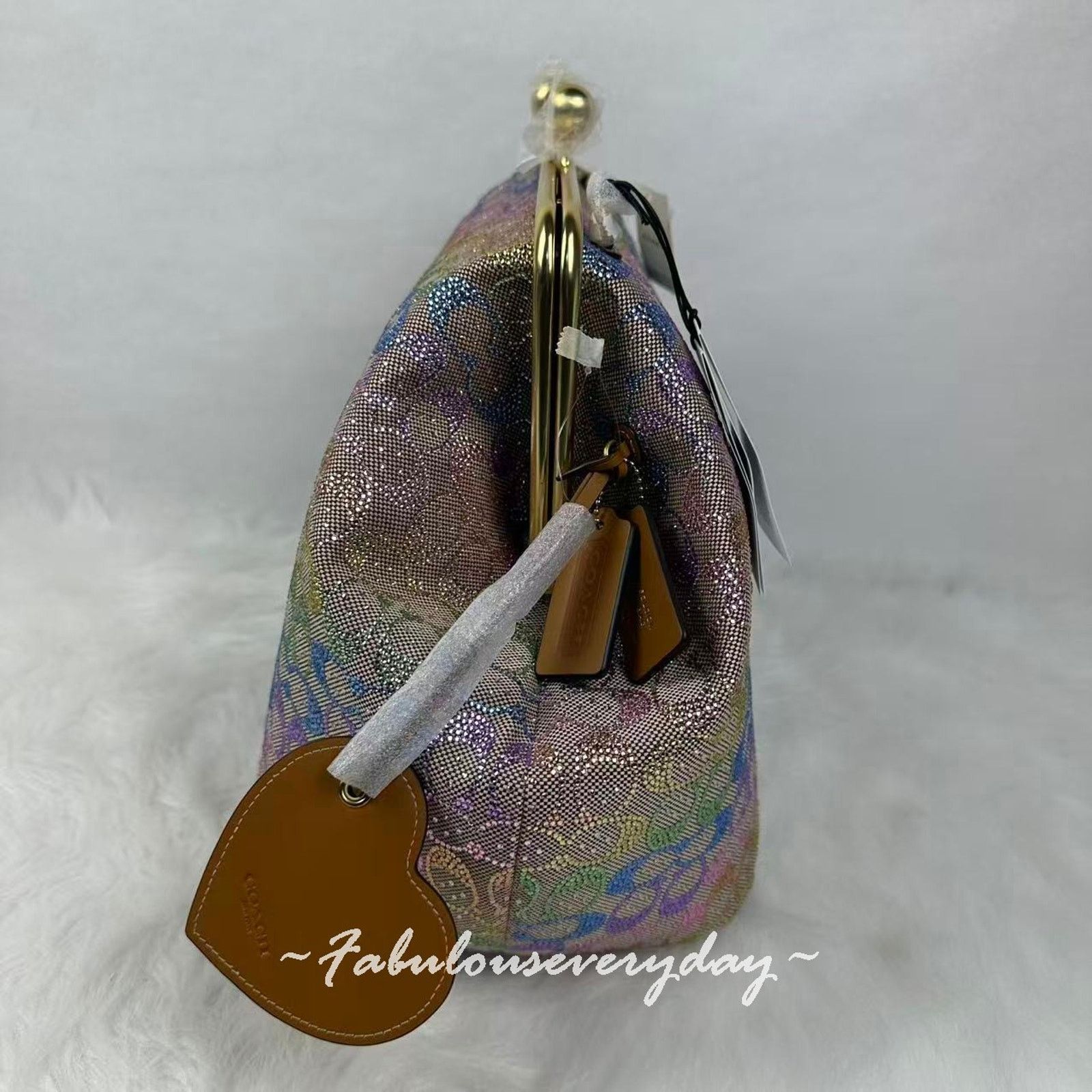 Coach Coach Large Kisslock Frame Crystal Sig Jacquard Rainbow Size ONE SIZE - 2 Thumbnail