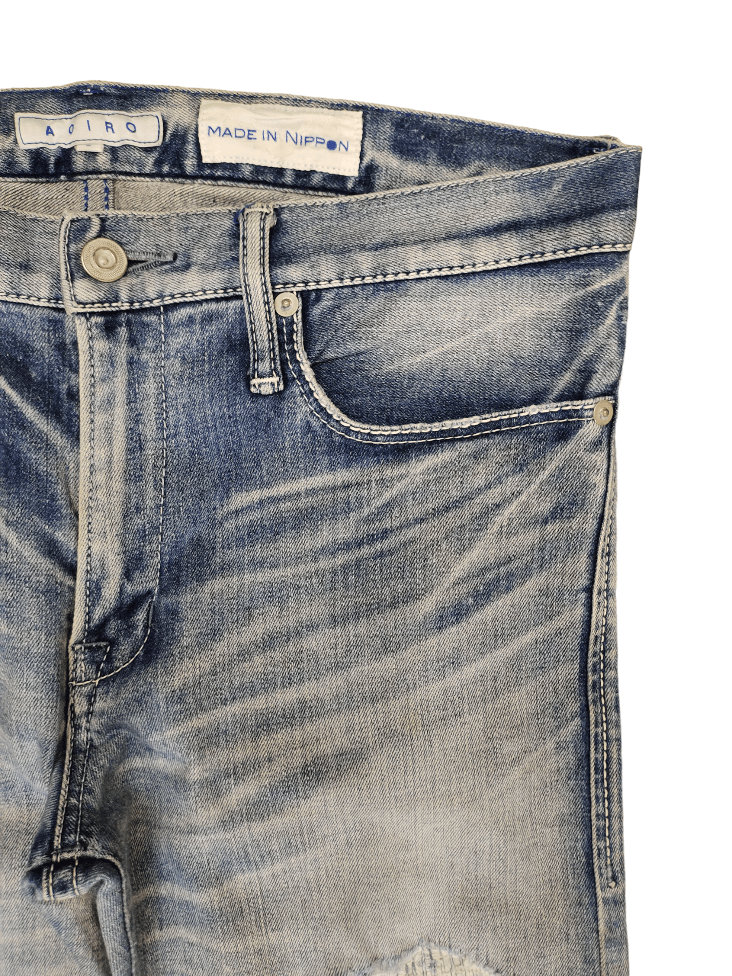 semanticdesign Vintage Y2k Aoiro Japan Distress Faded Skinny Denim Pants Size US 32 / EU 48 - 2 Thumbnail
