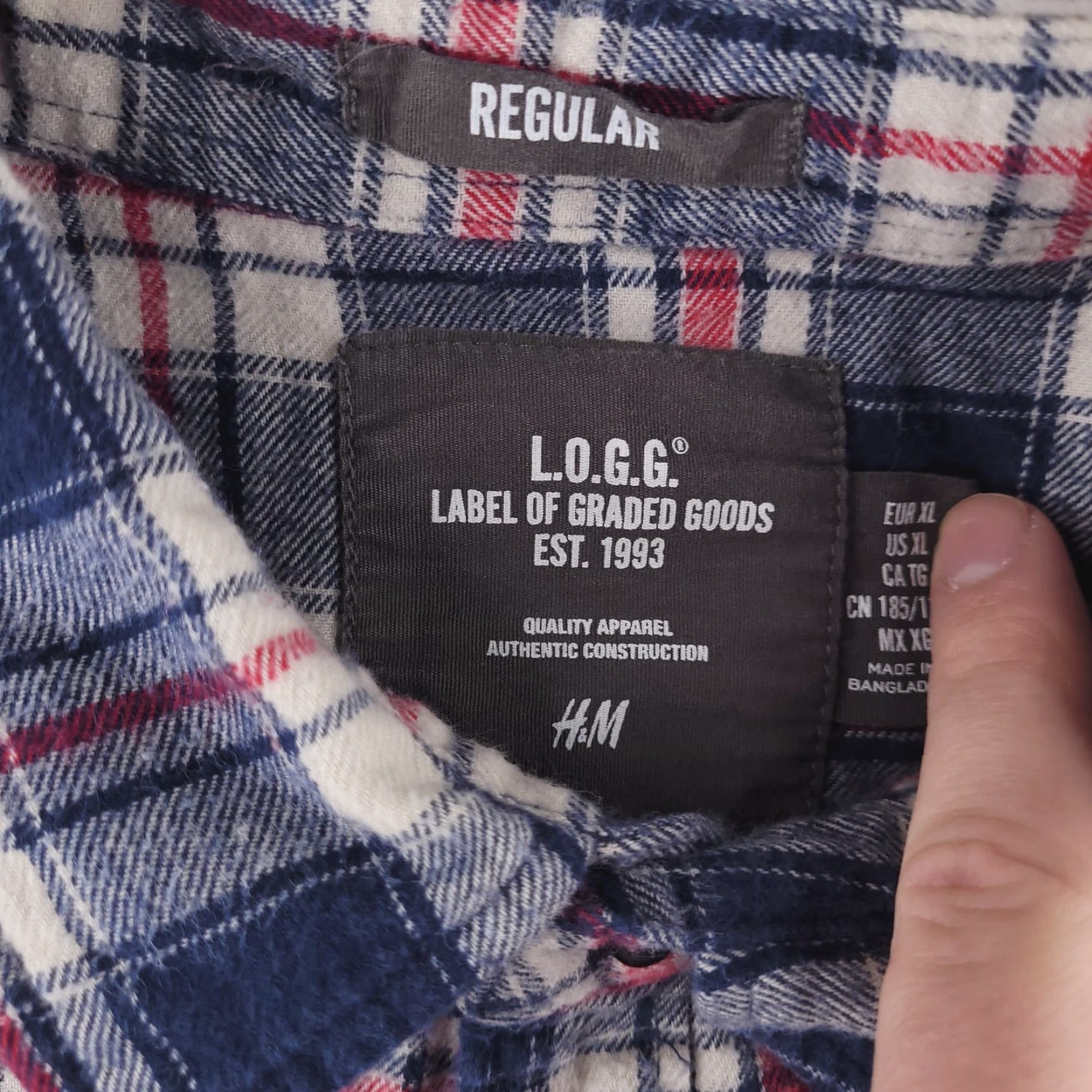 H&M H&M Logg Shirt XL Slim Blue Flannel Button-Up Long Sleeve Mens Casual Cotton Size US XL / EU 56 / 4 - 2 Thumbnail