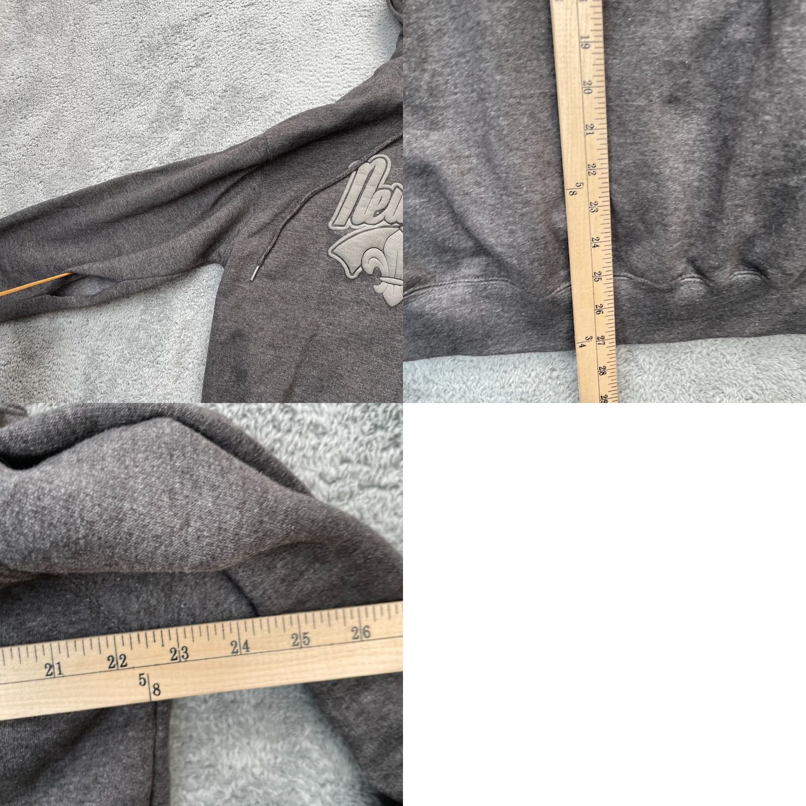 Logo 7 VINTAGE New Orleans Hoodie Mens Large Gray Heathered Fleece Lined Embossed Logo Cotton Size US L / EU 52-54 / 3 - 8 Thumbnail