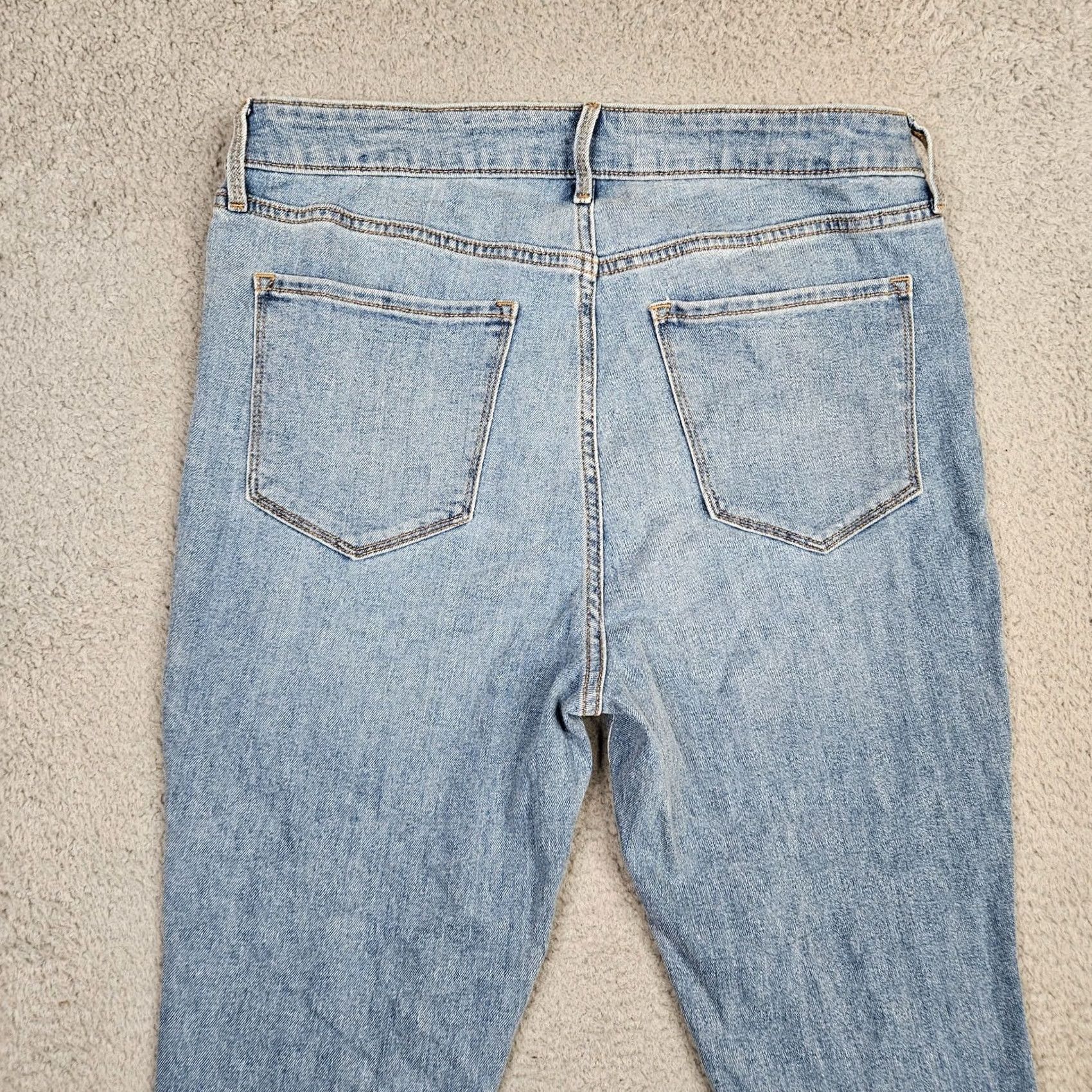 Old Navy Old Navy Jeans Skinny Blue Short Mid Rise 14 Regular Color Blue Denim Cotton/Spandex Button Belted Womens Jeans - New Size 36" / US 14 / IT 50 - 7 Thumbnail