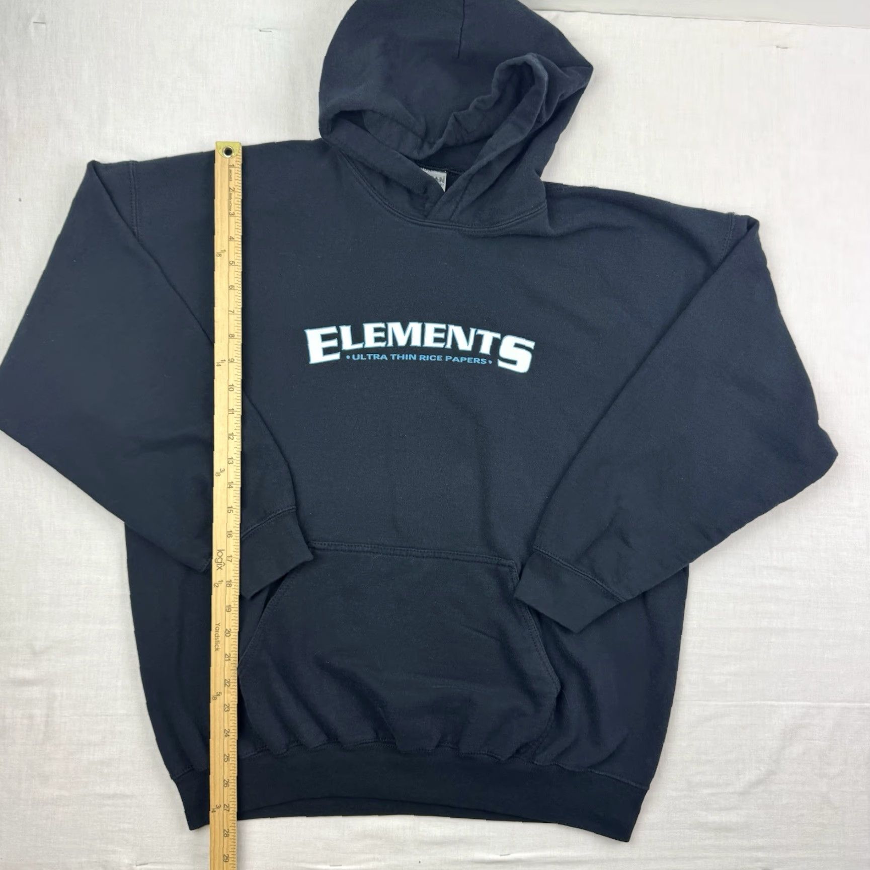 Gildan VINTAGE Gildan Hoodie Men XL Black Hipster Y2K Grunge Pullover, Drawstring, Solid Pattern Size US XL / EU 56 / 4 - 6 Thumbnail