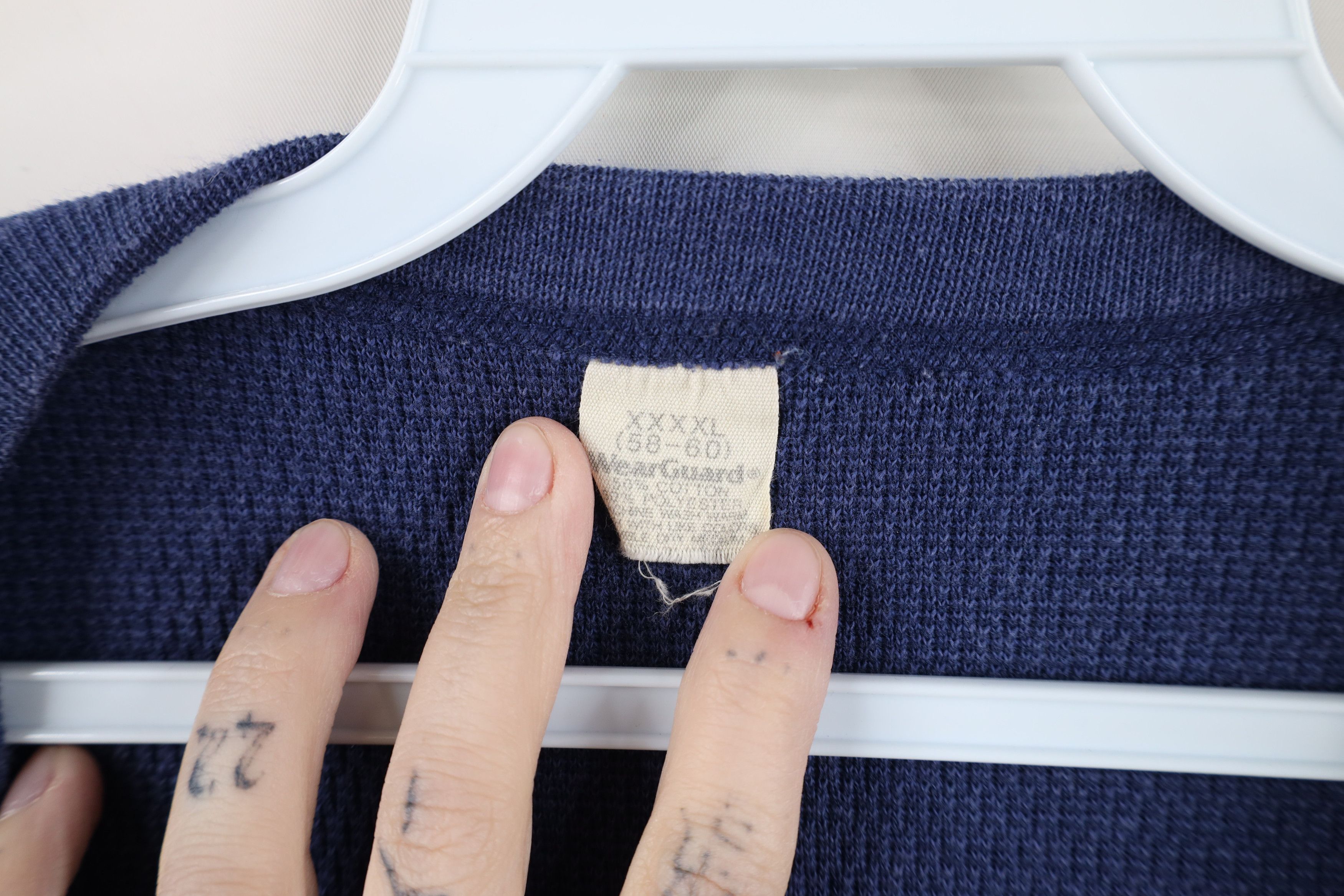 Vintage Vintage 90s Streetwear Thermal Waffle Knit T-Shirt Blue USA Size US XL / EU 56 / 4 - 6 Thumbnail