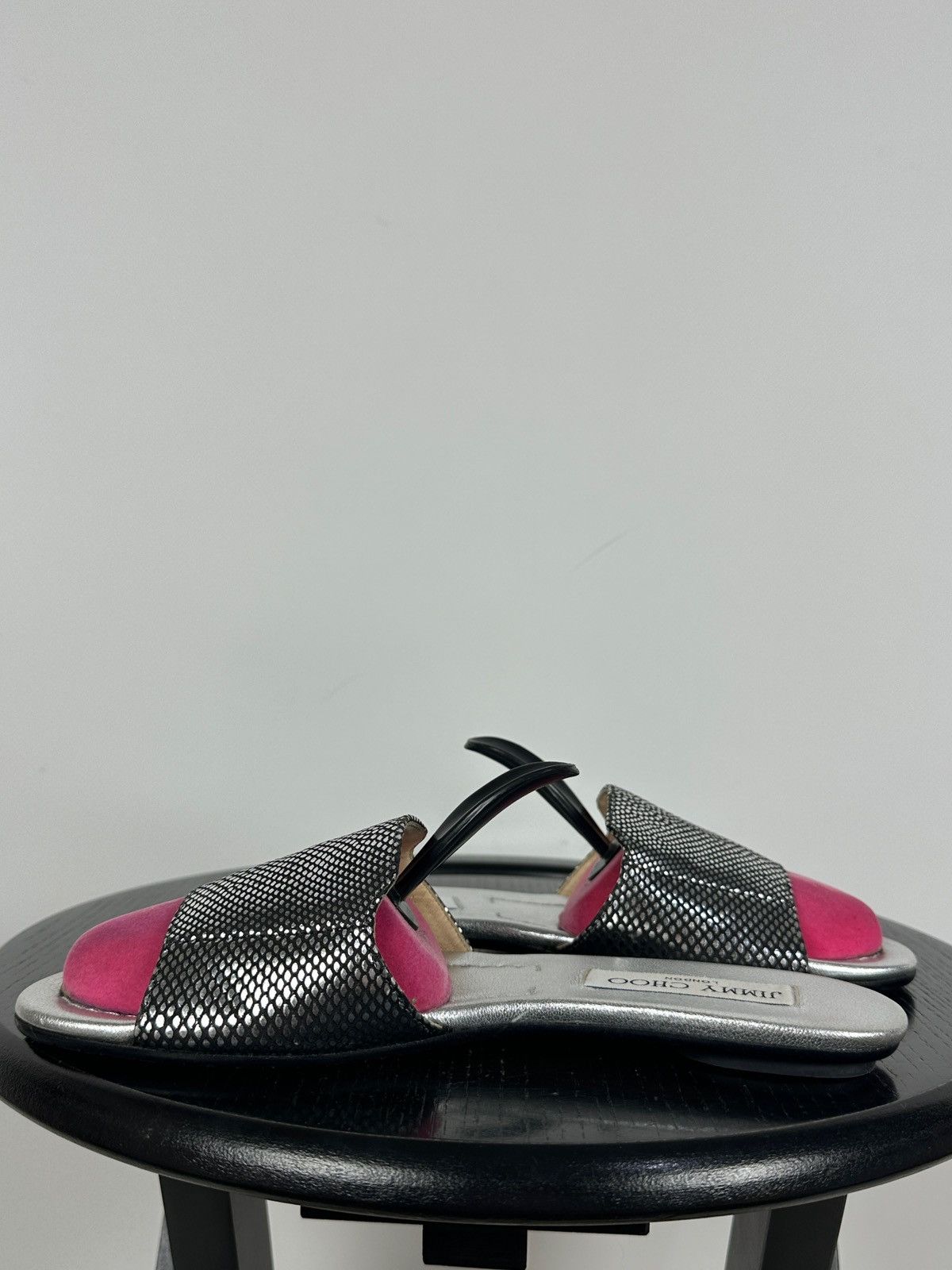 Jimmy Choo Jimmy Choo Metallic Black Snake Leather Slides Sandals Size US 6 / IT 36 - 14 Thumbnail