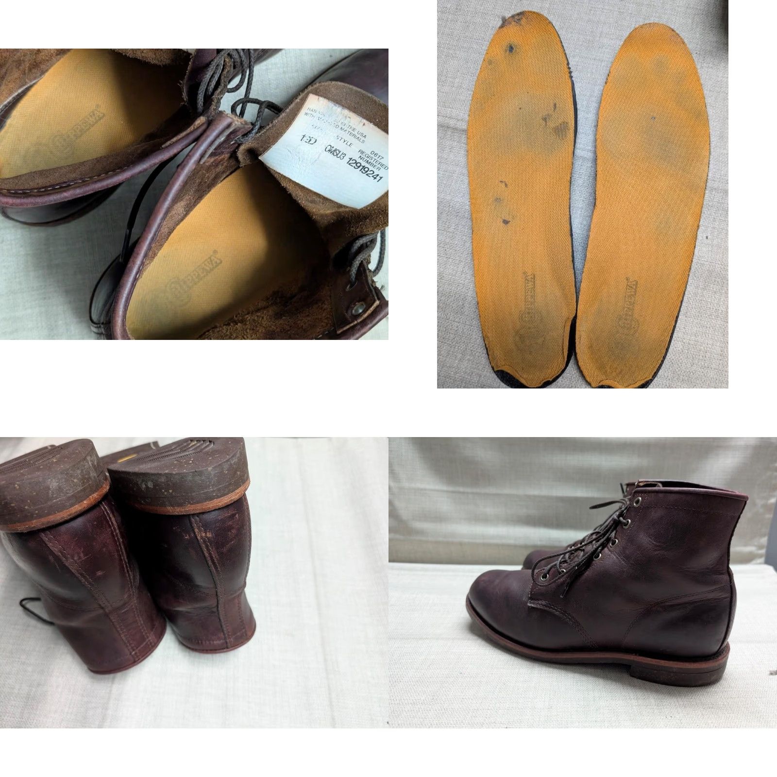 Vintage VINTAGE L.L. Bean Chippewa Boots Shirt Mens 12 Brown Leather USA Made Chippewa 12D Brown Mens Boots China? Size US 12 / EU 45 - 9 Thumbnail