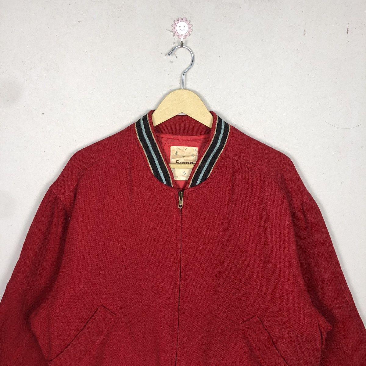 SCOOP Vintage Scoop Inc Tokyo Varsity Jacket Leather Wool Red L Size US L / EU 52-54 / 3 - 4 Thumbnail
