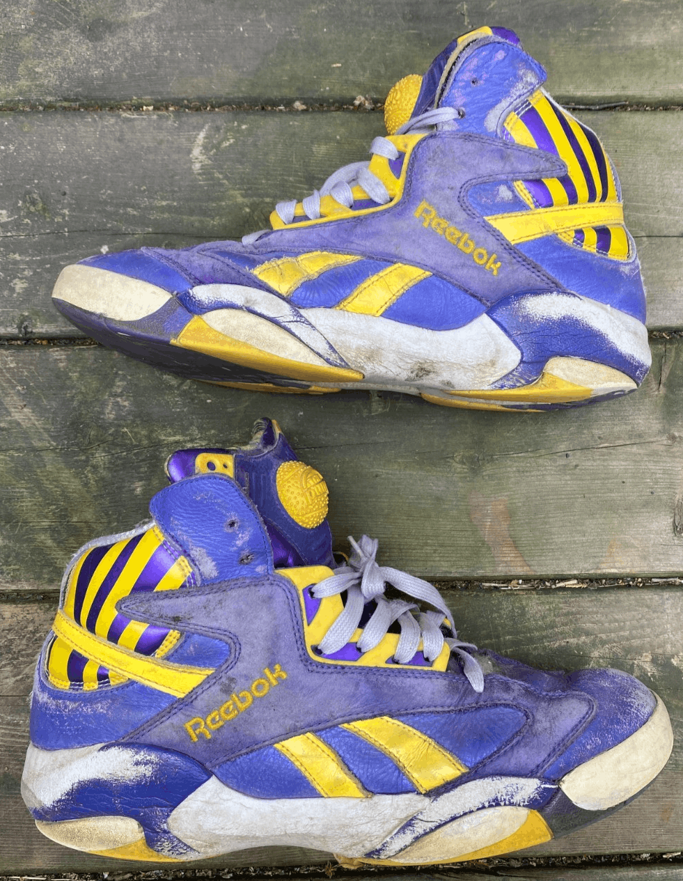 Reebok Vintage Reebok Retro Pump Shaq Attaq LSU Lakers Purple Yell Size US 10 / EU 43 - 1 Thumbnail