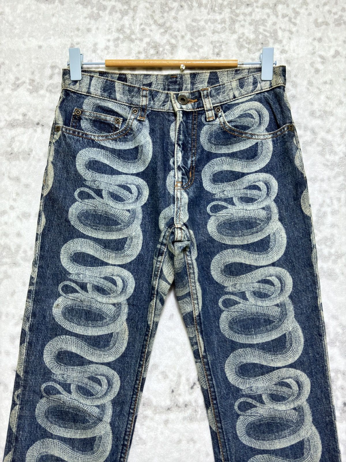 Hysteric Glamour Vintage Hysteric Glamour Flare Iconic Snake Print Denim Size US 27 - 3 Thumbnail