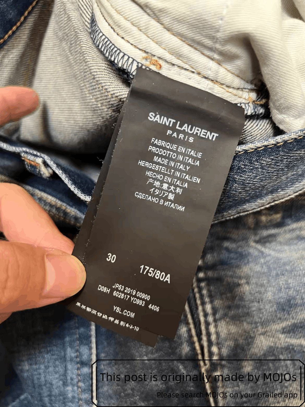 Saint Laurent Paris Sz 30 Saint Laurent Paris 20SS Bottom Cut Denim mojos9231134 Size US 30 / EU 46 - 4 Thumbnail