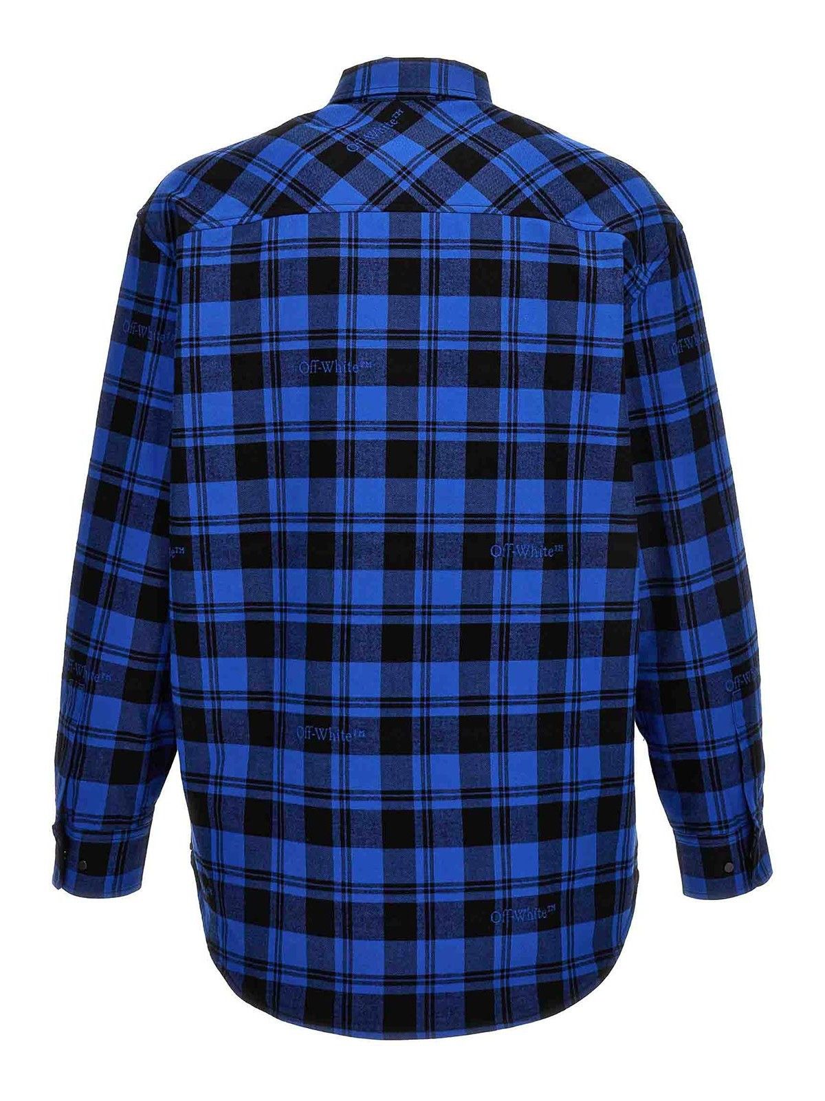 Off-White o1gr1nt0425 Check Flannel Padded Overshirt in Dark Blue Size US M / EU 48-50 / 2 - 2 Thumbnail