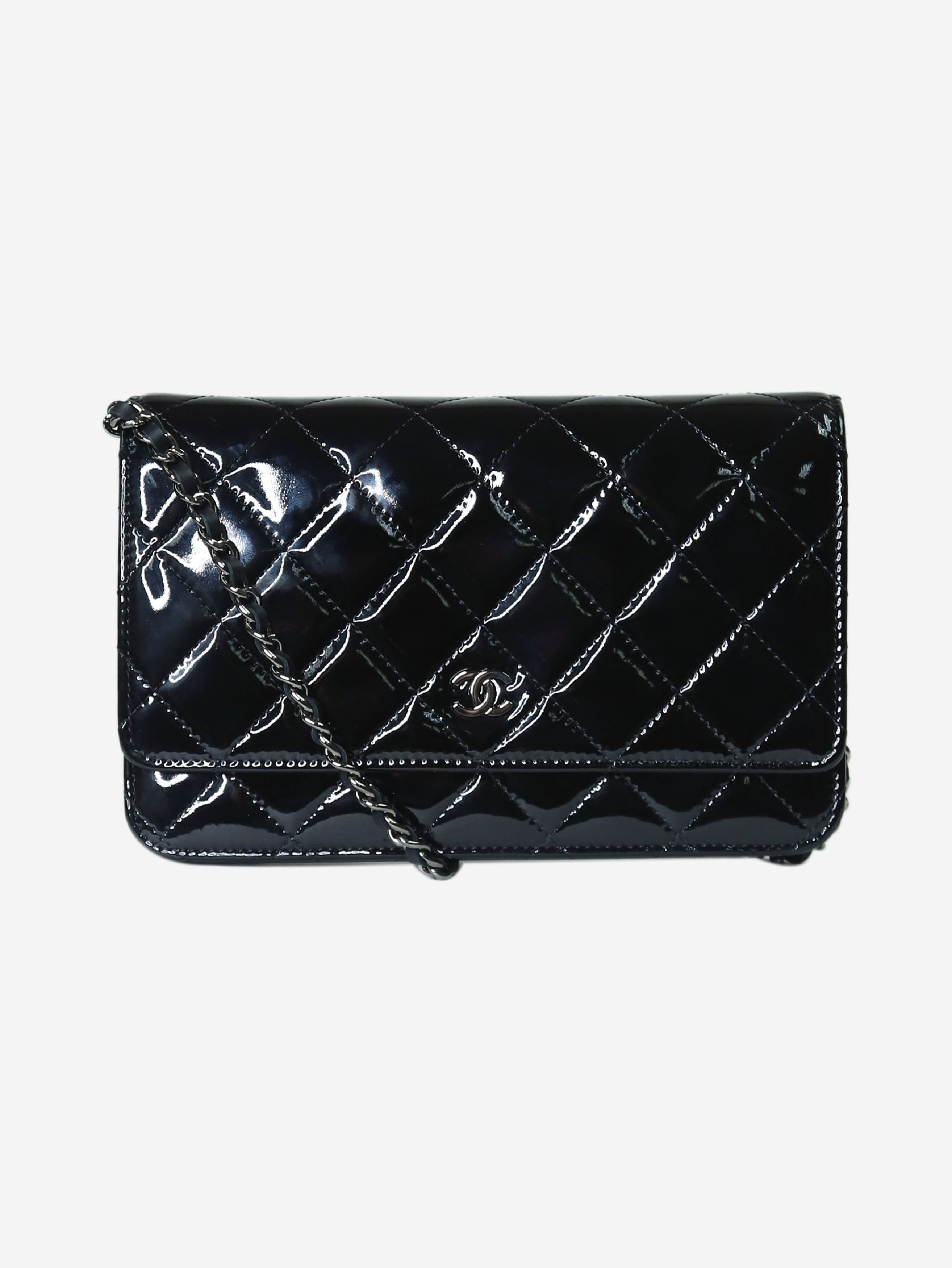 Chanel Black patent leather 2014 Wallet On Chain - size