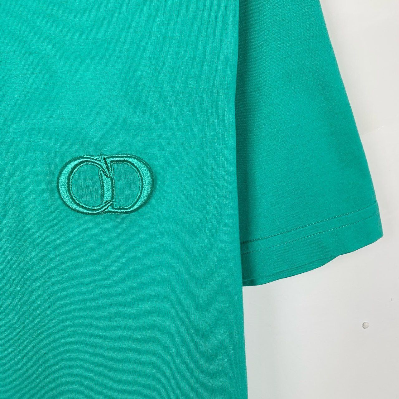 Dior [Dior] Logo Lettering Embroidered Round-Neck Green Cotton Sh Size M / US 6-8 / IT 42-44 - 6 Thumbnail