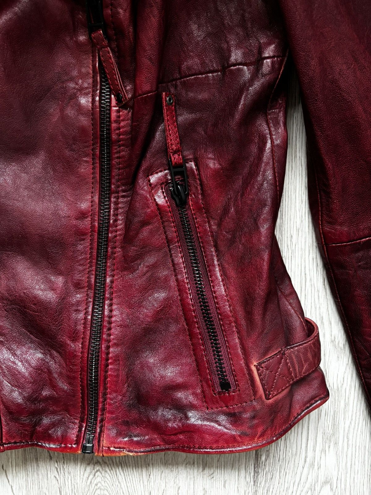 Other Freaky Nation Red Distressed Star Leather Biker Jacket Size M / US 6-8 / IT 42-44 - 6 Thumbnail