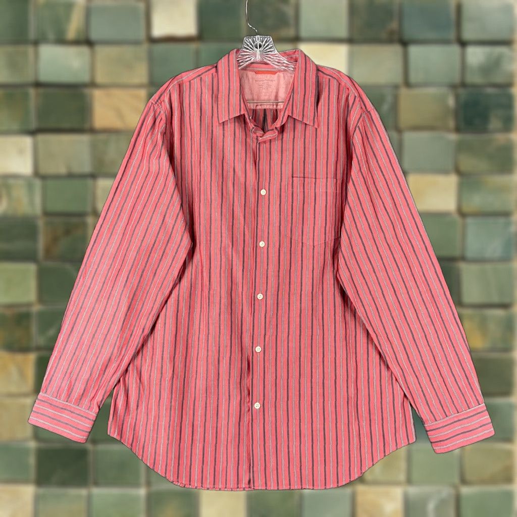 Banana Republic Banana Republic Slim Fit Button Up Long Sleeve Red Striped Men’s XL Size US XL / EU 56 / 4 - 1 Thumbnail