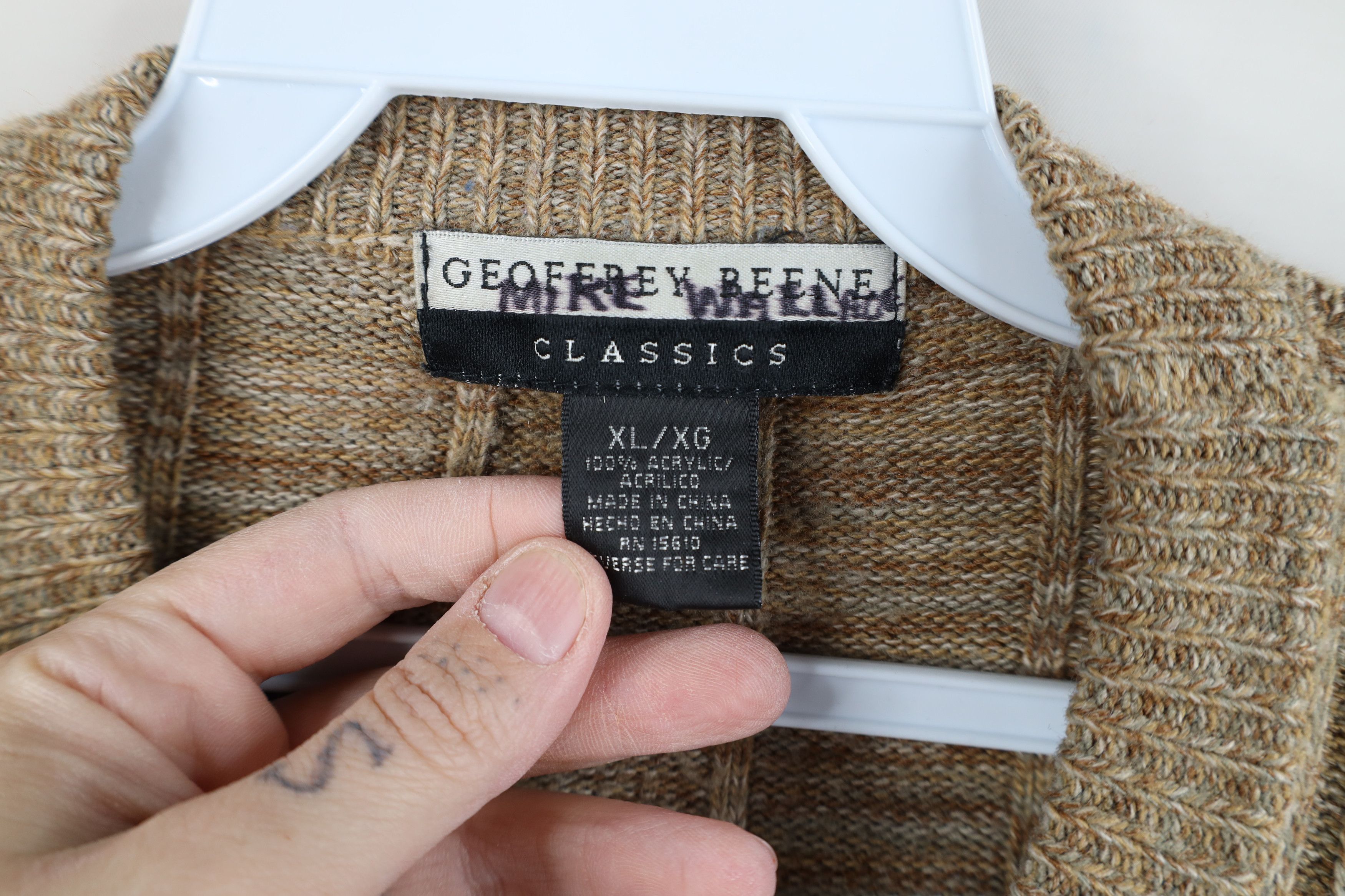 Vintage Vintage 90s Streetwear Fleck Cable Knit Ribbed Sweater Beige Size US XL / EU 56 / 4 - 4 Thumbnail