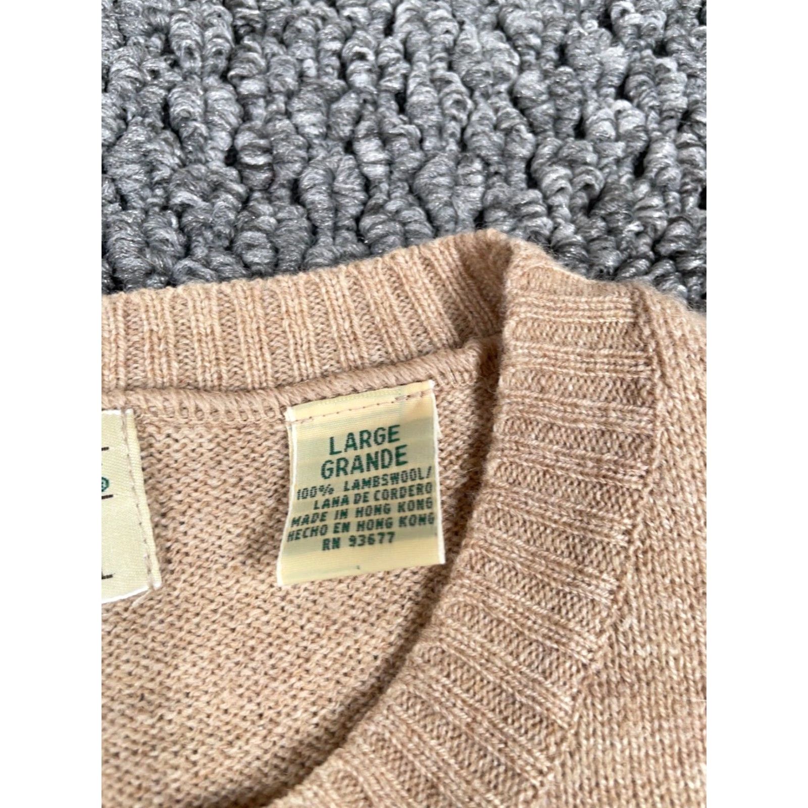 Vintage VINTAGE St. John's Bay Argyle Lambs Wool Sweater Shirt Mens Large Beige Lightweight 90s Preppy Size US L / EU 52-54 / 3 - 3 Thumbnail