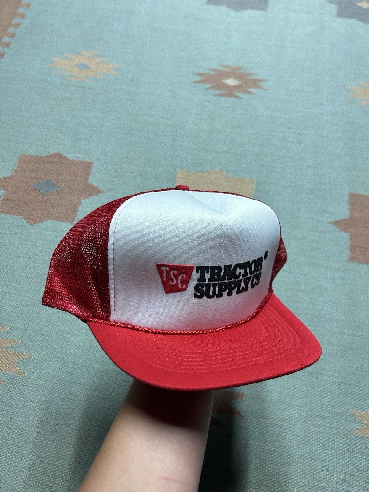Vintage Vtg trucker hat tractor supply co TSC farm red white 2 tone Size ONE SIZE - 1 Thumbnail
