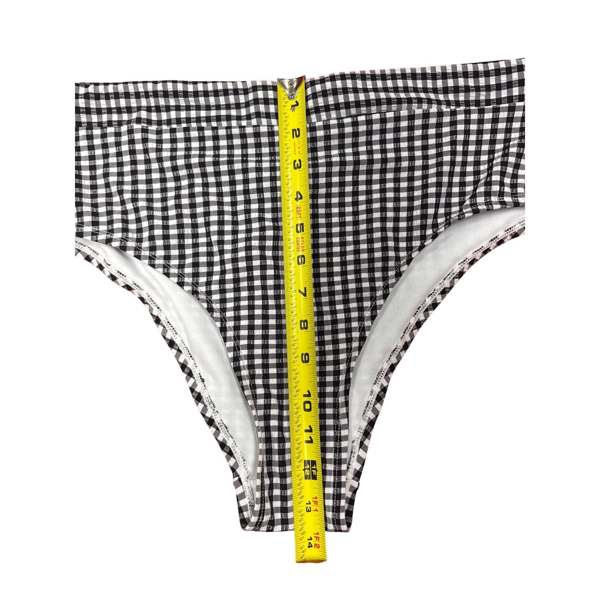 Other Black & White Gingham High-Waist Bikini Bottoms By Xhilarati Size ONE SIZE - 7 Thumbnail
