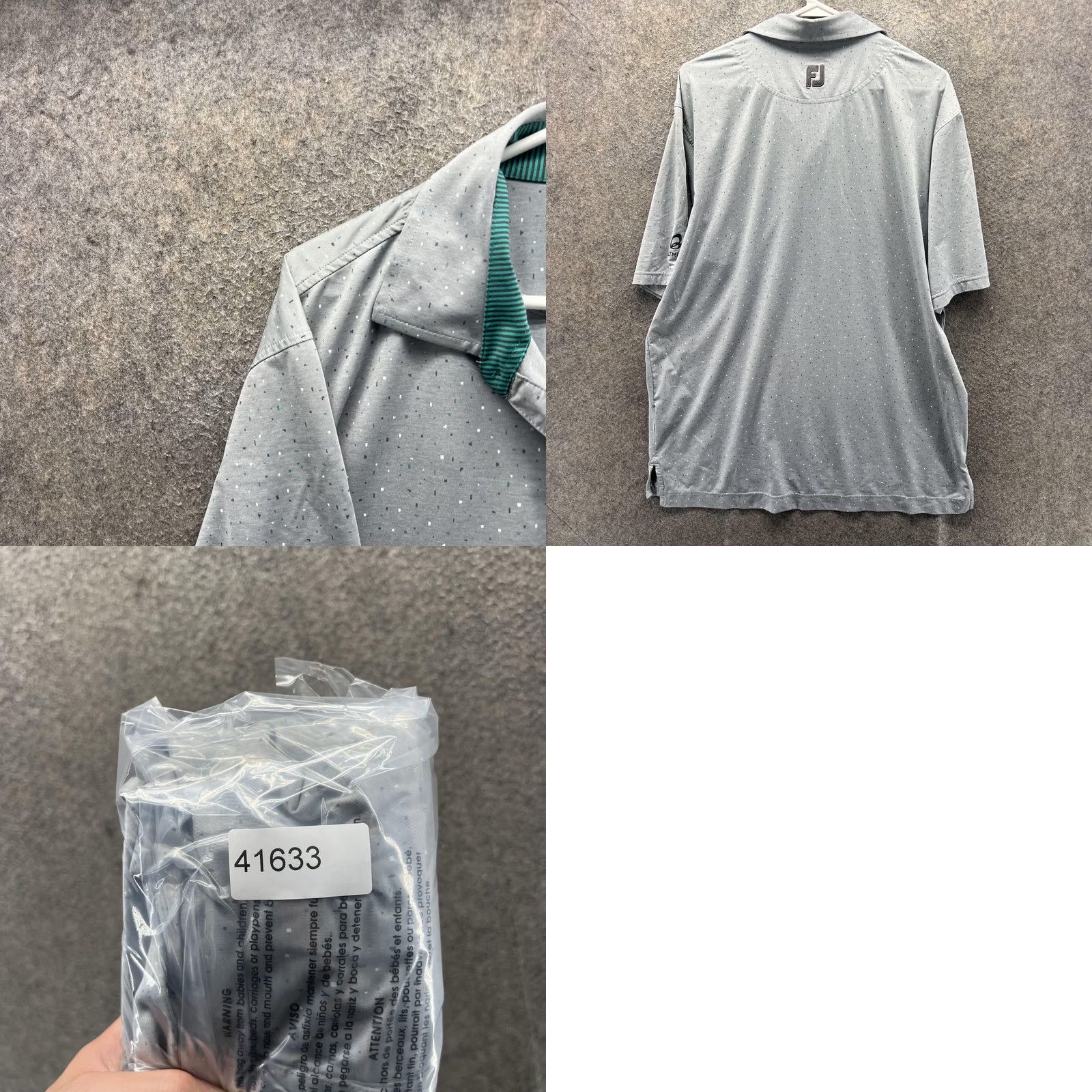 Footjoy FootJoy Polo Shirt Mens Large Gray Micro Dot Biltmore Logo Golf Stretch Size US L / EU 52-54 / 3 - 8 Thumbnail
