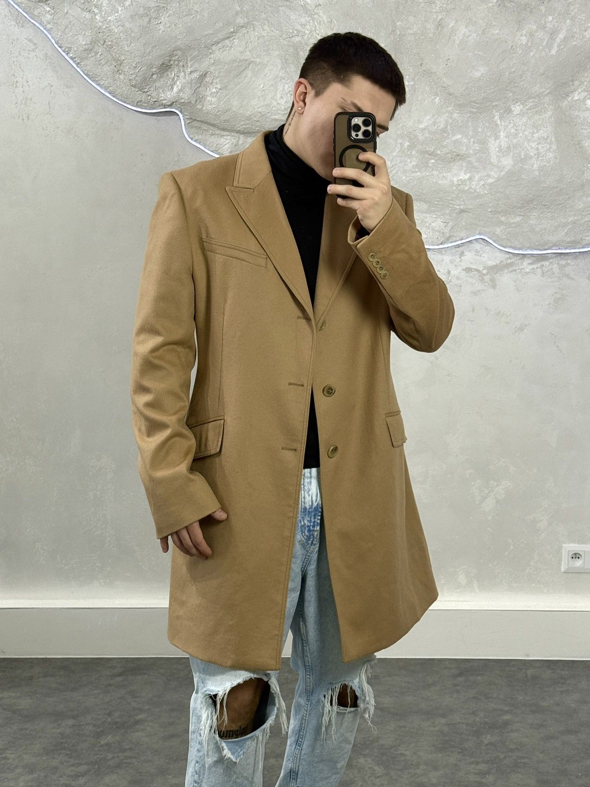 Dolce & Gabbana Beige Wool/Cashmere Mid Coat classic dolce&gabbana Size US L / EU 52-54 / 3 - 2 Thumbnail