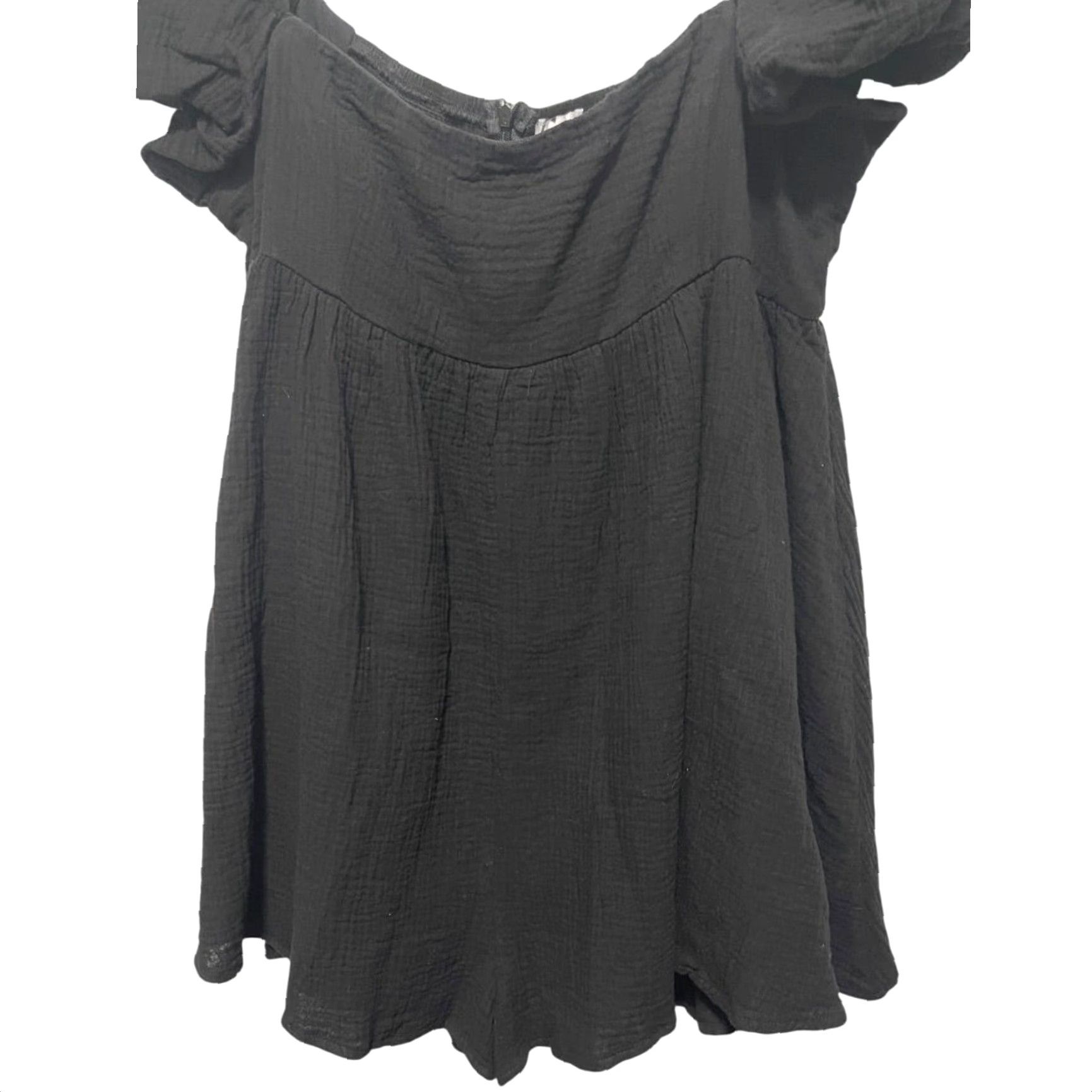 PRINCESS POLLY VINTAGE? Actually not vintage. Princess Polly Romper One-Piece Women Black Size 12 100% Cotton Off Shoulder Size 34" / US 12 / IT 48 - 7 Thumbnail
