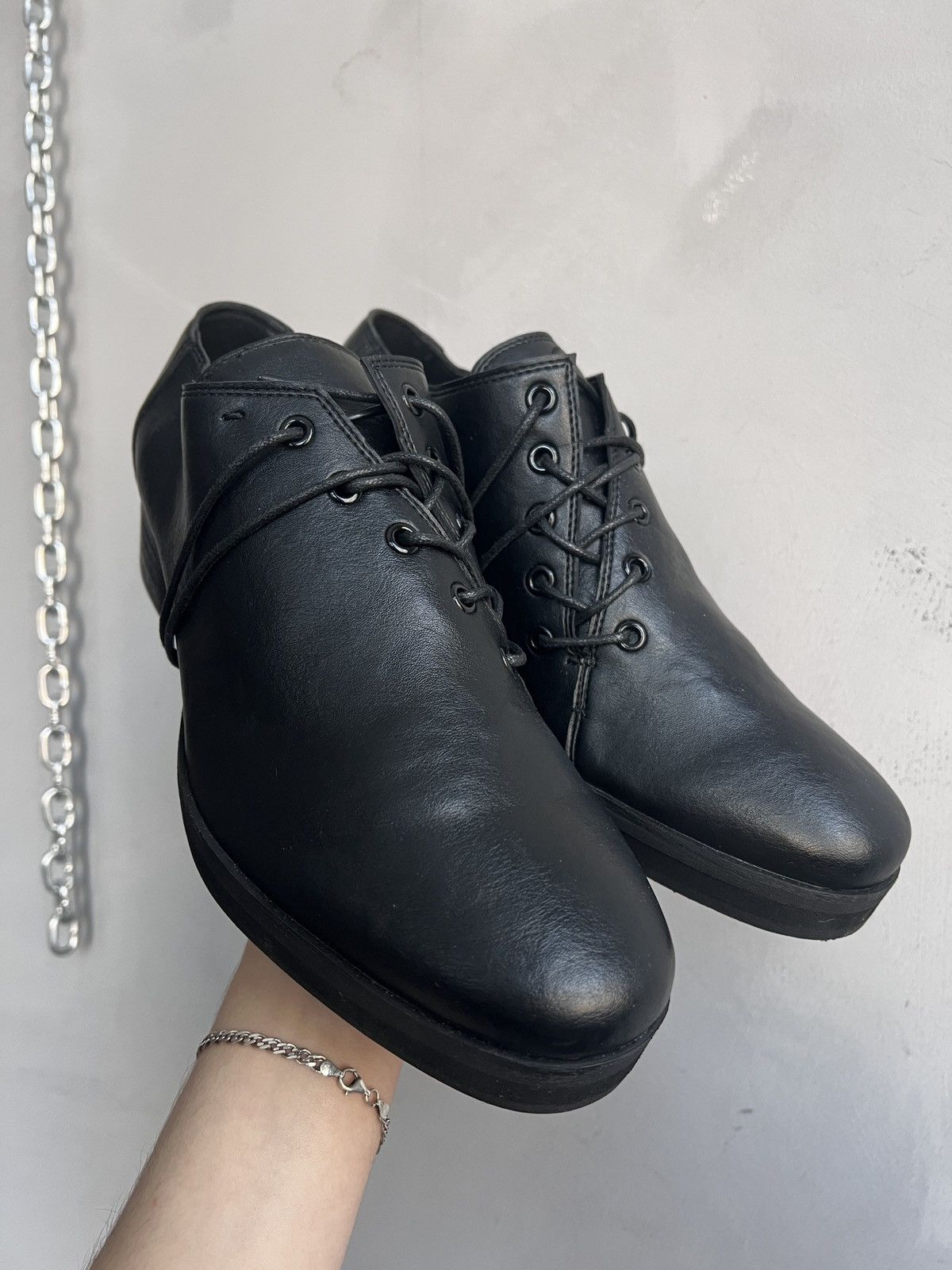 No faith studios Classic Black Leather Lace-up Shoes