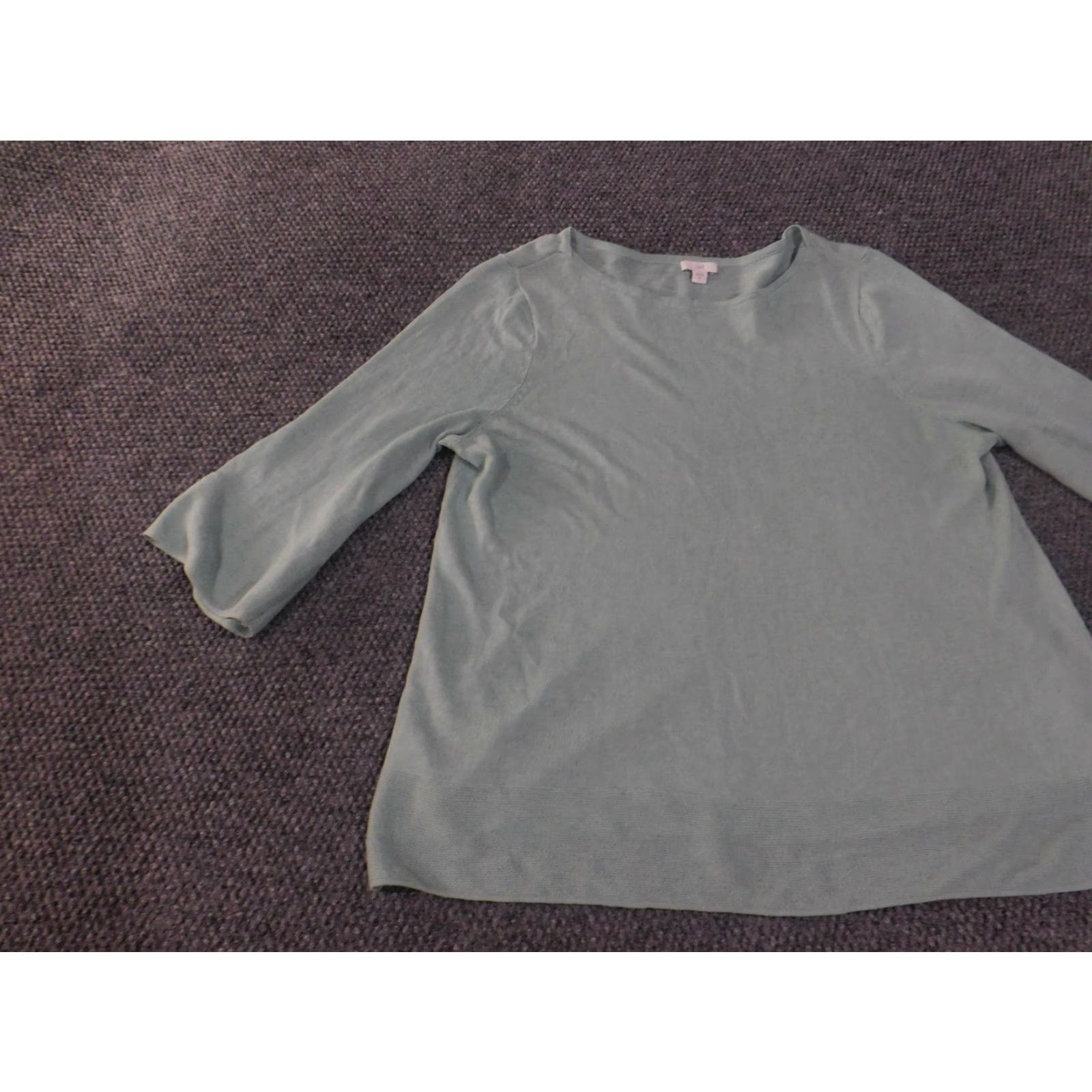 Vintage J Jill Sweater Womens XL Green 3/4 Sleeve Knit Pullover Top Crew Neck Lightweight Casual Knit Pullover Top Linen Cotton Modal Rayon Size XL / US 12-14 / IT 48-50 - 3 Thumbnail