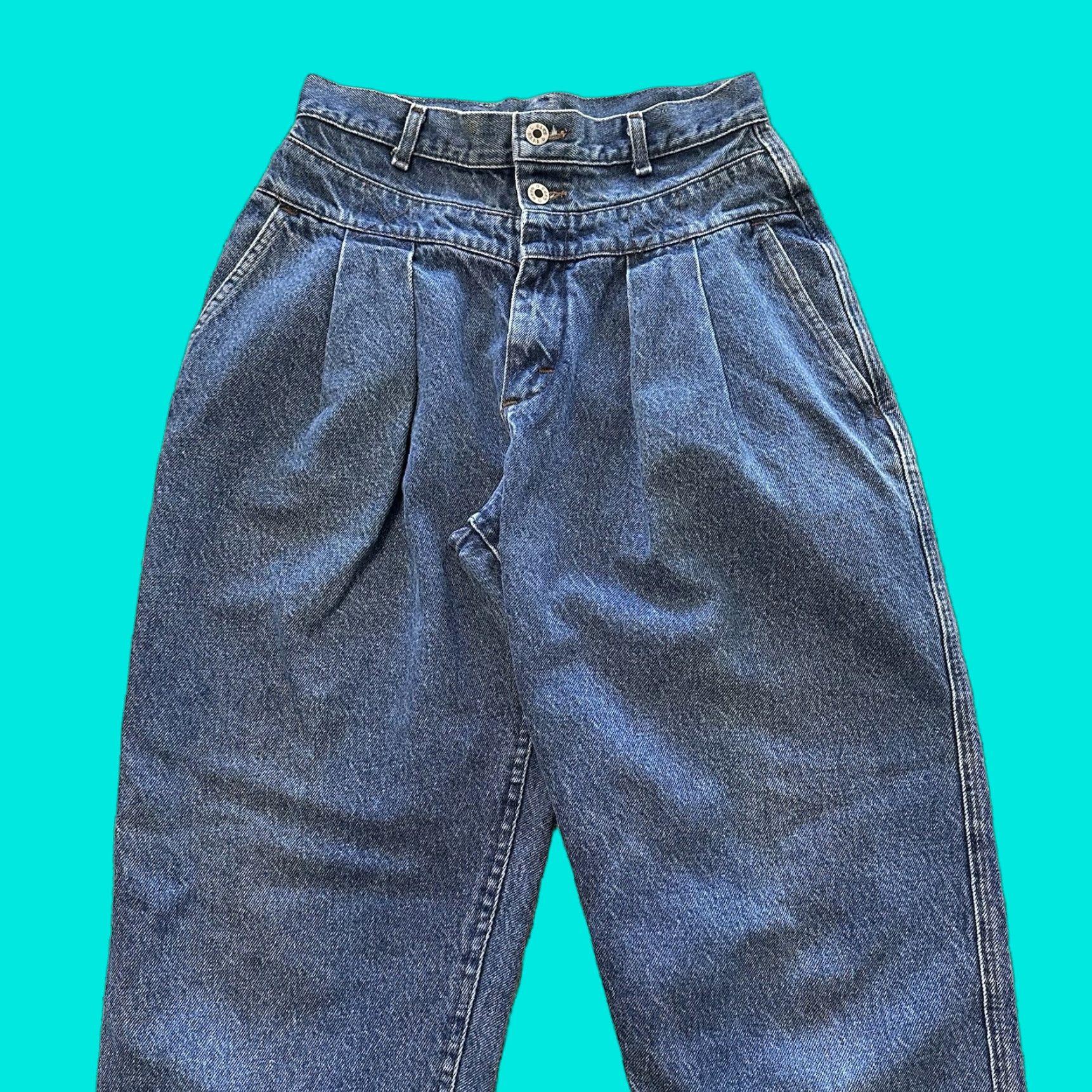 Lee VINTAGE Lee Jeans Womens 12 32x31 Pleated High Rise Mom 80s 90s Made in USA Jeans Women 5-Pocket Design Blue Denim Size 34" / US 12 / IT 48 - 1 Thumbnail