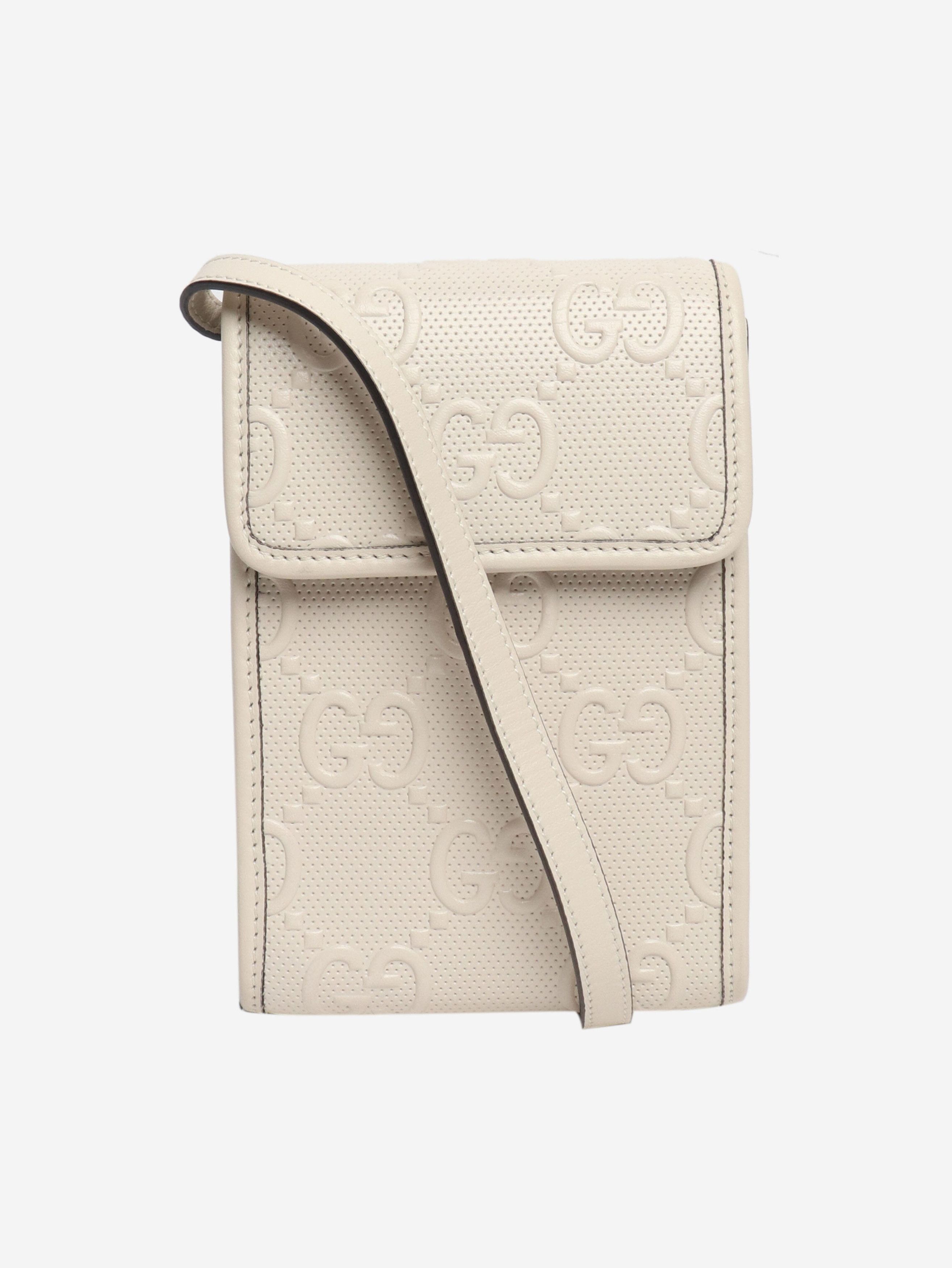 Gucci Cream GG embossed leather mini flap crossbody bag Size ONE SIZE - 1 Thumbnail