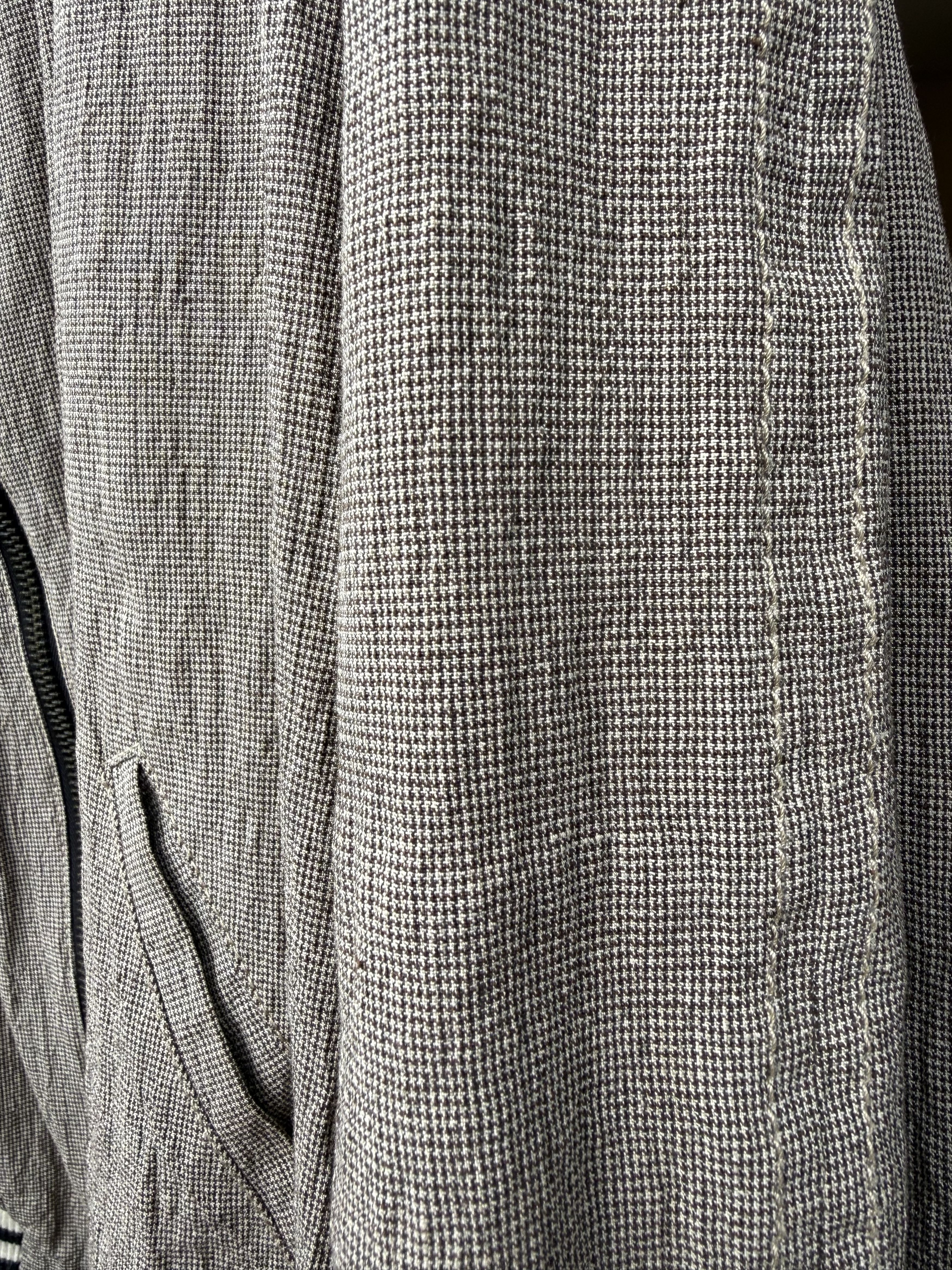 Haider Ackermann Brown/Ecru Linen Houndstooth Varsity Bomber Jacket Size US M / EU 48-50 / 2 - 3 Thumbnail