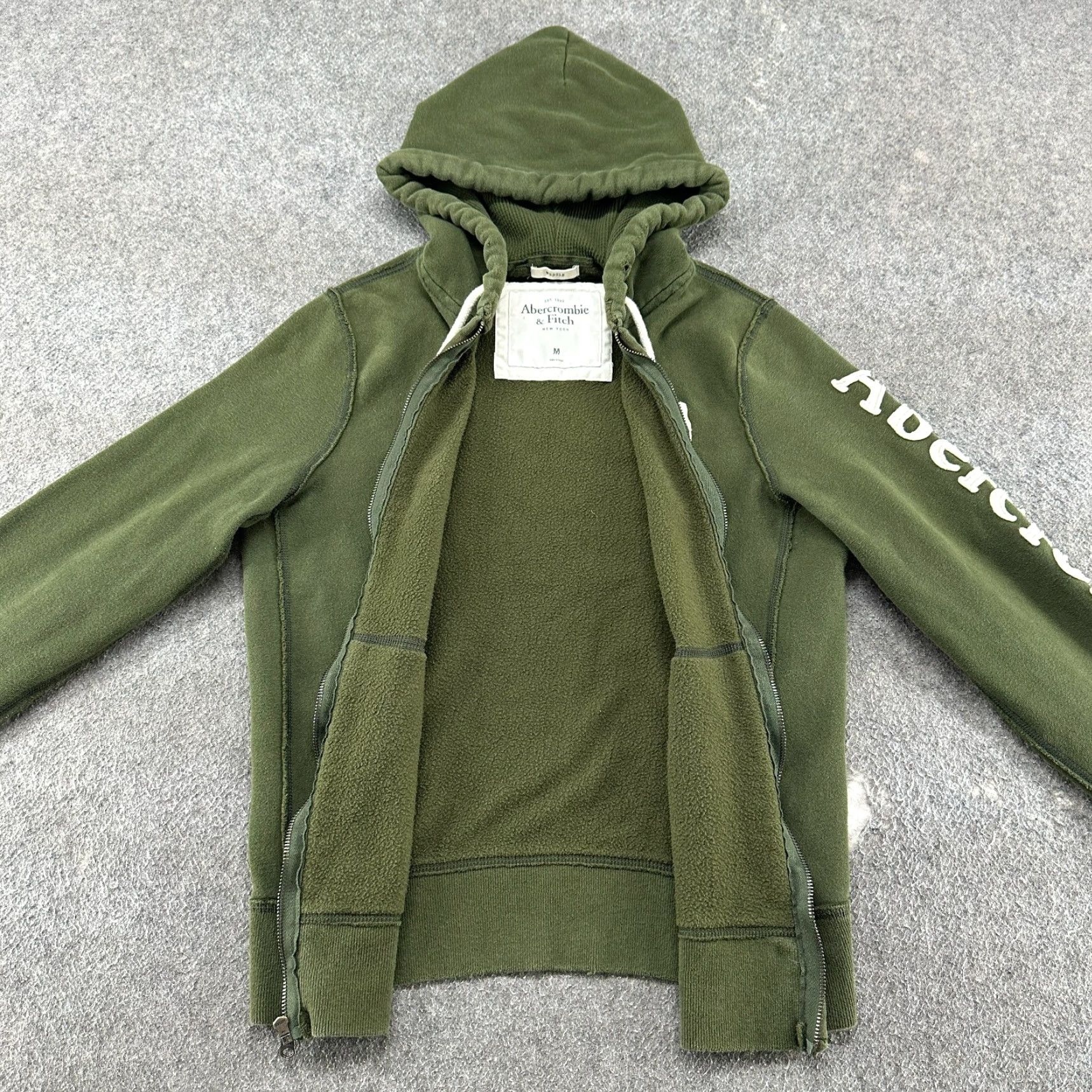 Abercrombie & Fitch VINTAGE Abercrombie & Fitch Hoodie Womens M Green Full Zip Muscle Cotton Spellout Y2K 90s Size M / US 6-8 / IT 42-44 - 2 Thumbnail