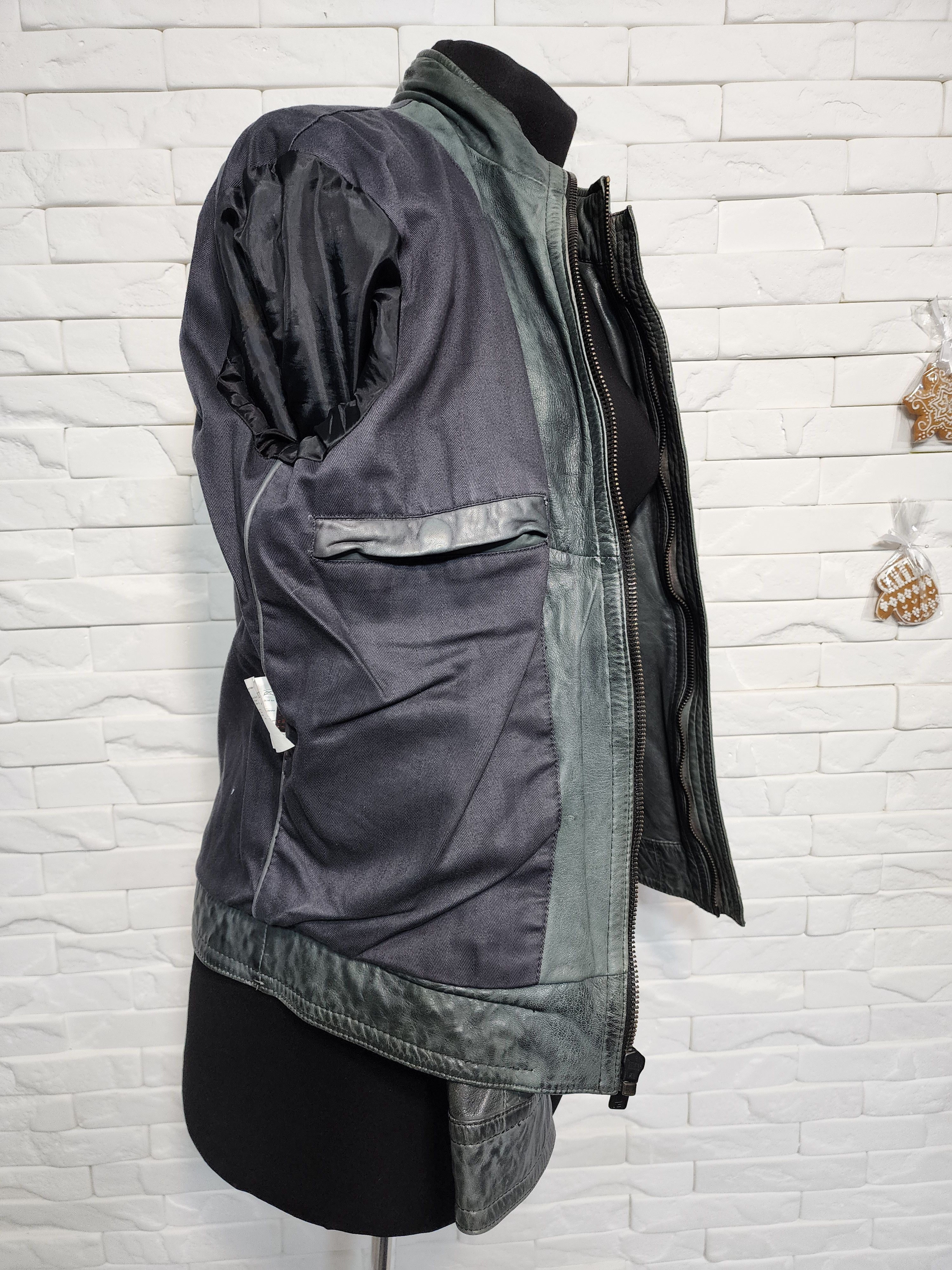 Uniqlo Gray Leather Jacket: Men's Sporty Moto Style Size US M / EU 48-50 / 2 - 10 Thumbnail