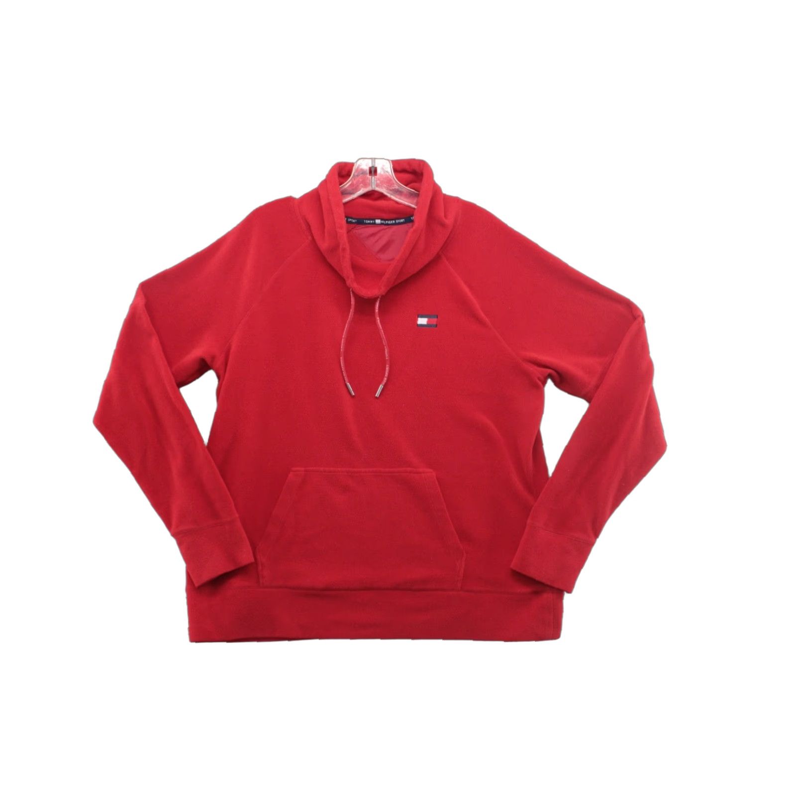 Tommy Hilfiger VINTAGE Tommy Hilfiger Sport Sweater Women's Large Red Fleece Cowl Neck Pullover Sweatshirt Sport Size L / US 10 / IT 46 - 1 Thumbnail