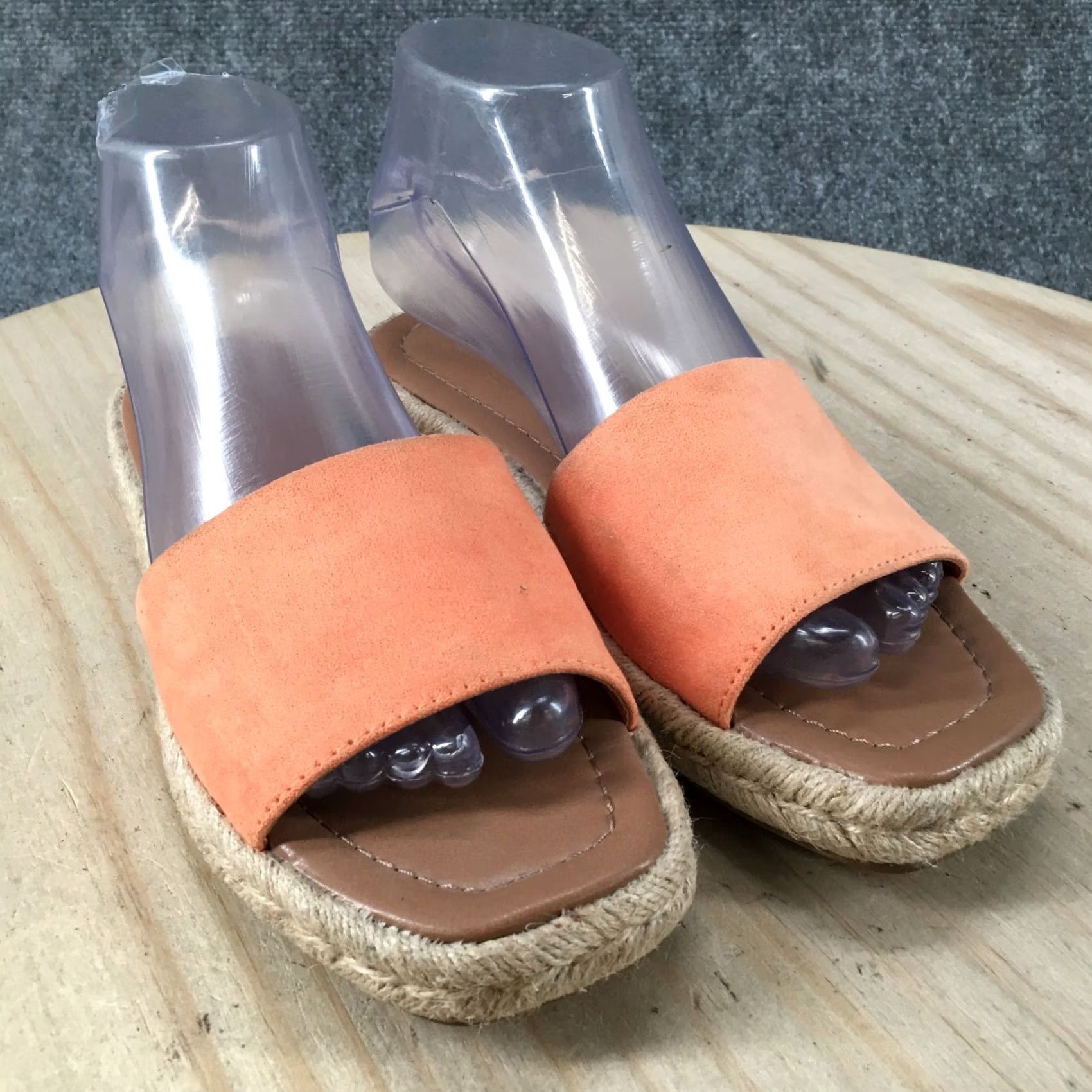 Vintage Universal Thread Sandals Womens 7 Square Toe Slide Espadrille Flats Orange Shoes Sandal Slip On Flat Casual Womens 7 Orange Size US 7 / IT 37 - 3 Thumbnail