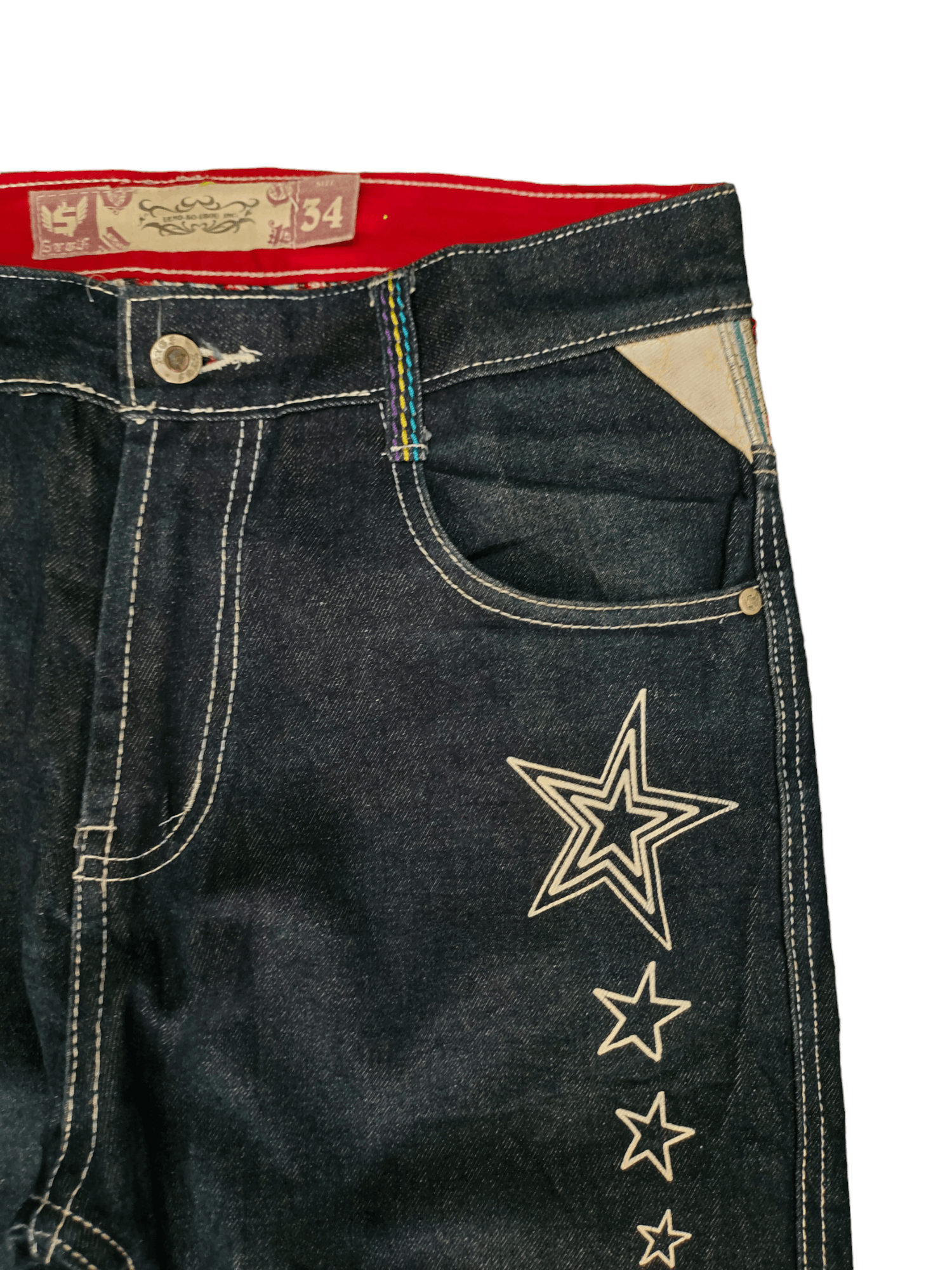 Hysteric Glamour × Undercover Vintage Y2k Sygf Stars Embroidered Baggy Jeans Jnco Style Size US 33 - 11 Thumbnail